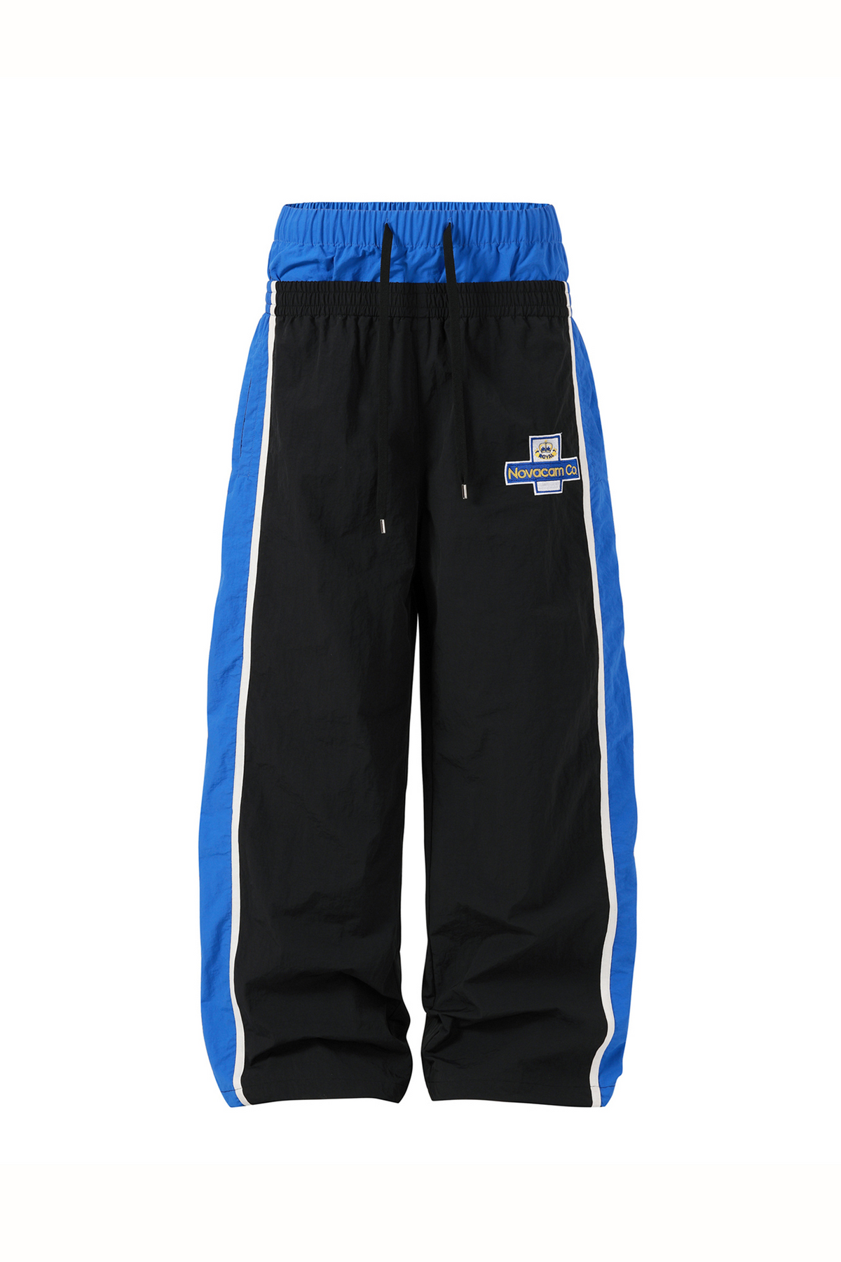 NOVACAM Retro Contrast Double-Waist Nylon Cargo Pants