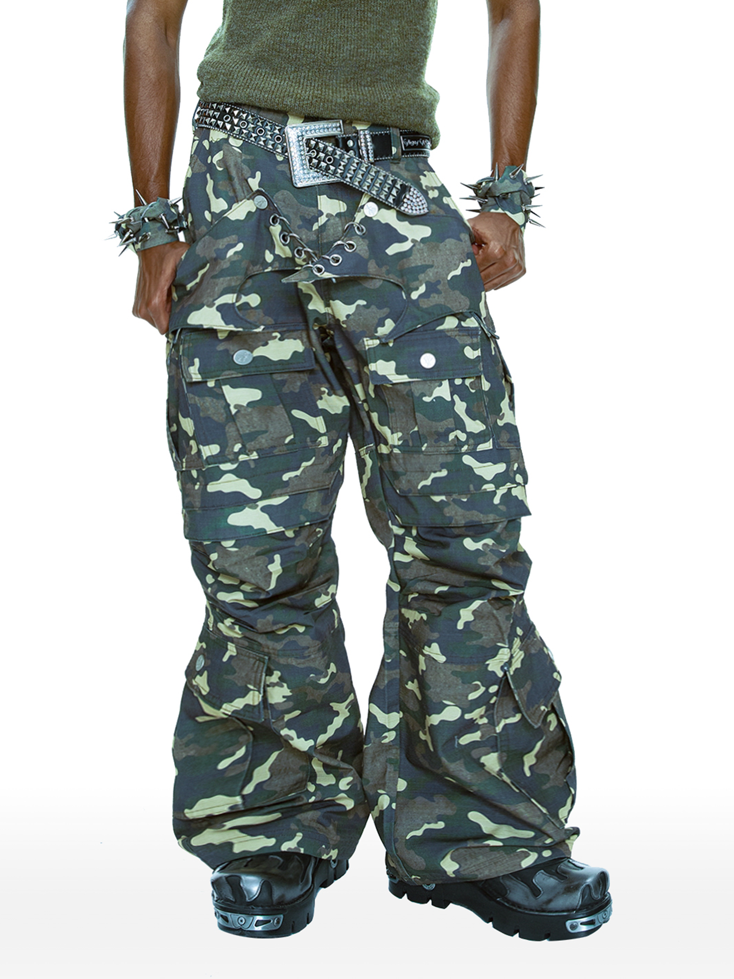 CYCYCY Camo Wide-Leg Cargo Pants