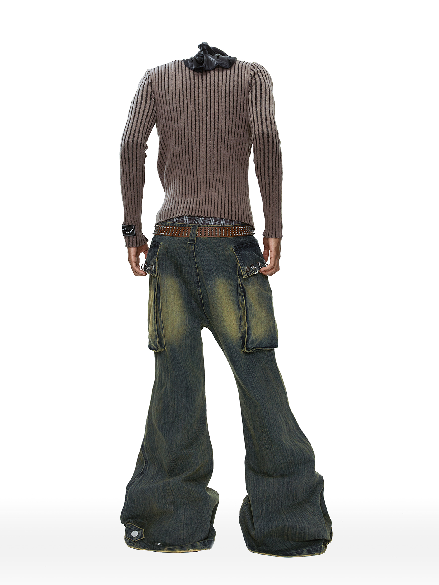 CYCYCY Distressed Big-Pocket Flared Jeans