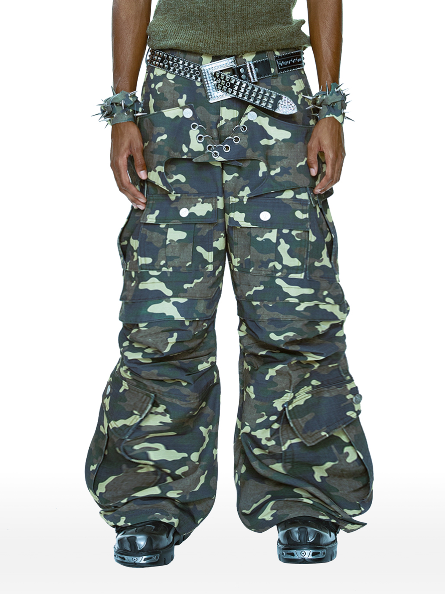 CYCYCY Camo Wide-Leg Cargo Pants