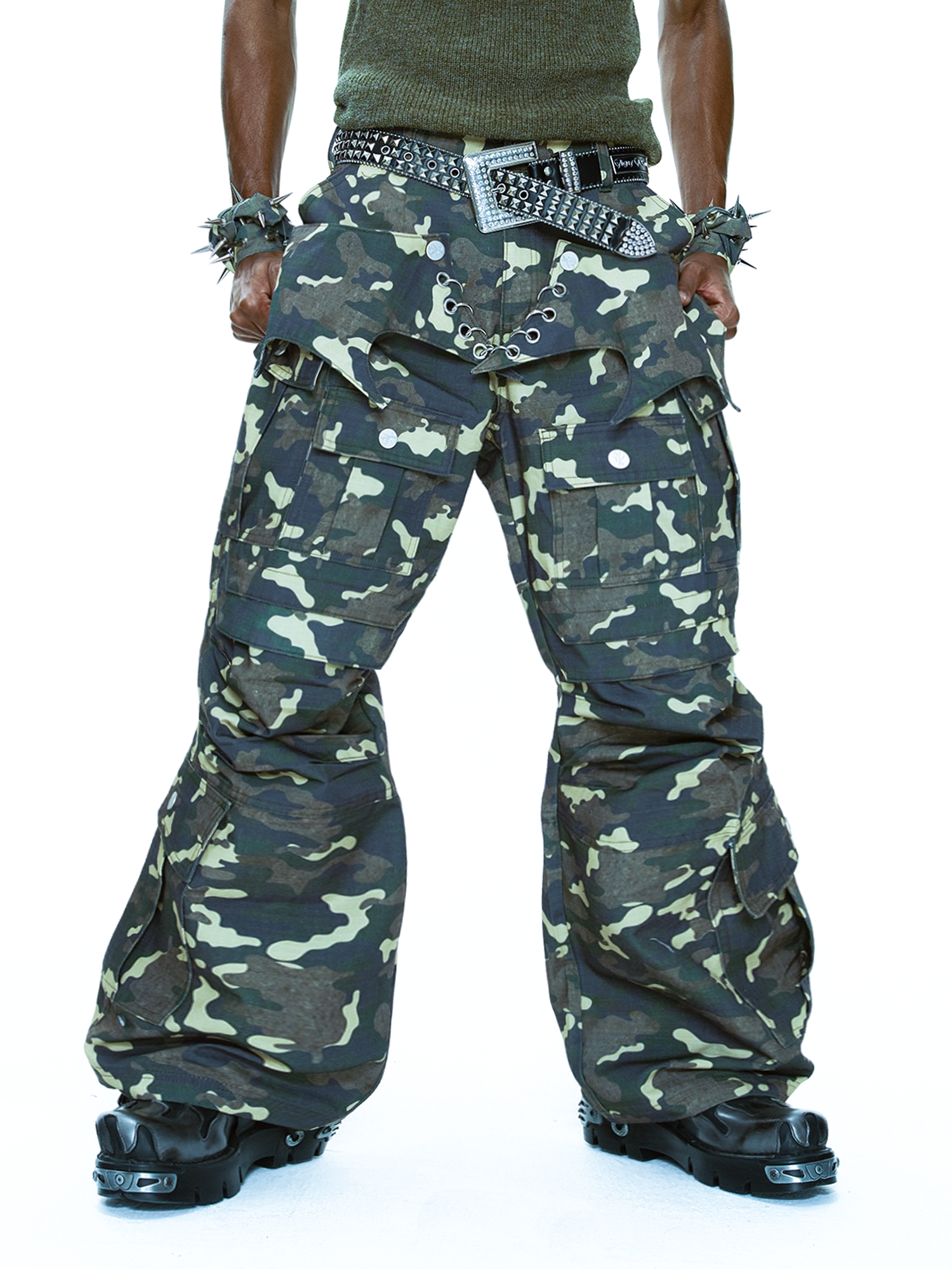 CYCYCY Camo Wide-Leg Cargo Pants