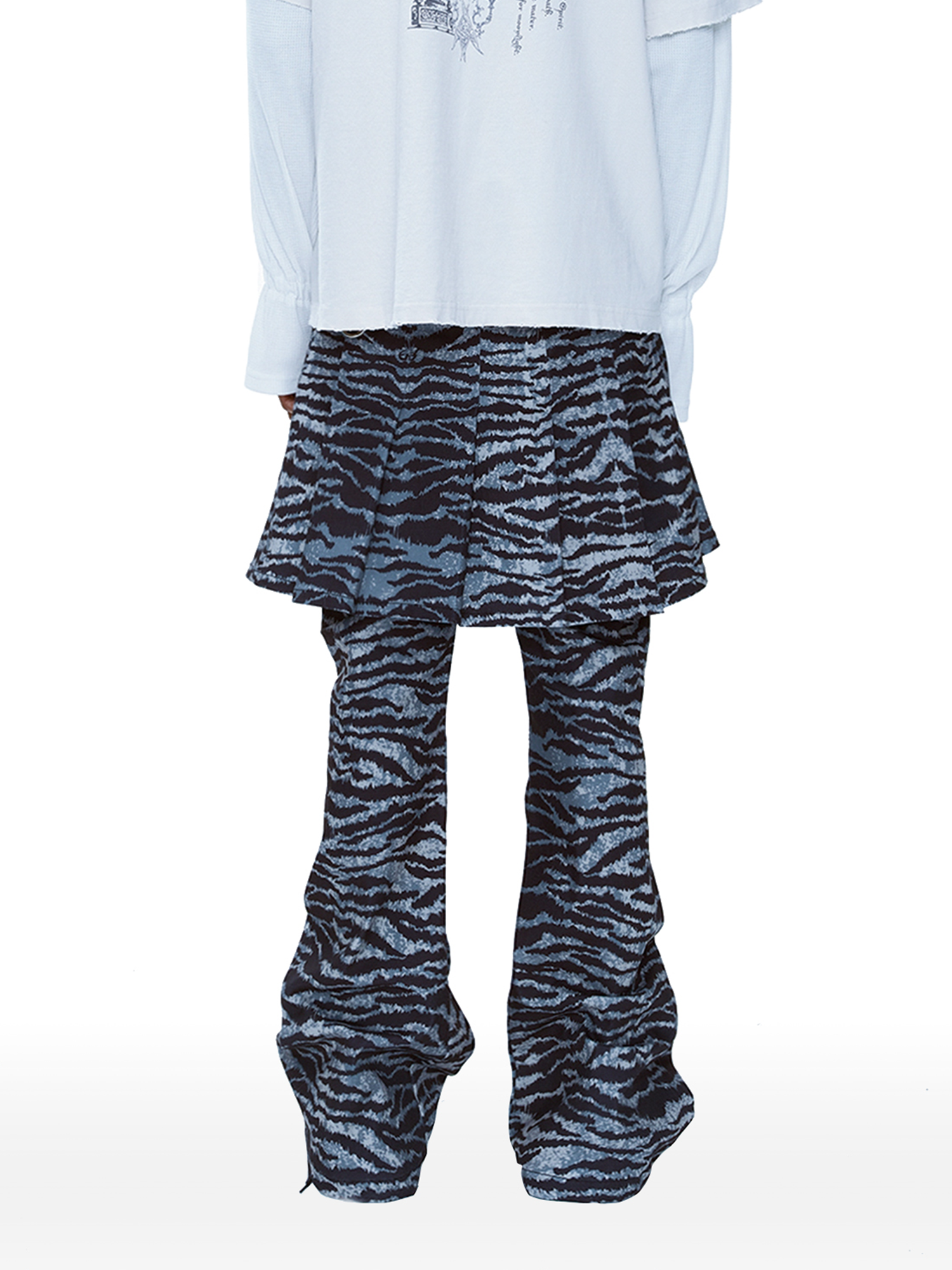 CYCYCY Punk Tiger-Stripe Detachable Pleated Flared Pants