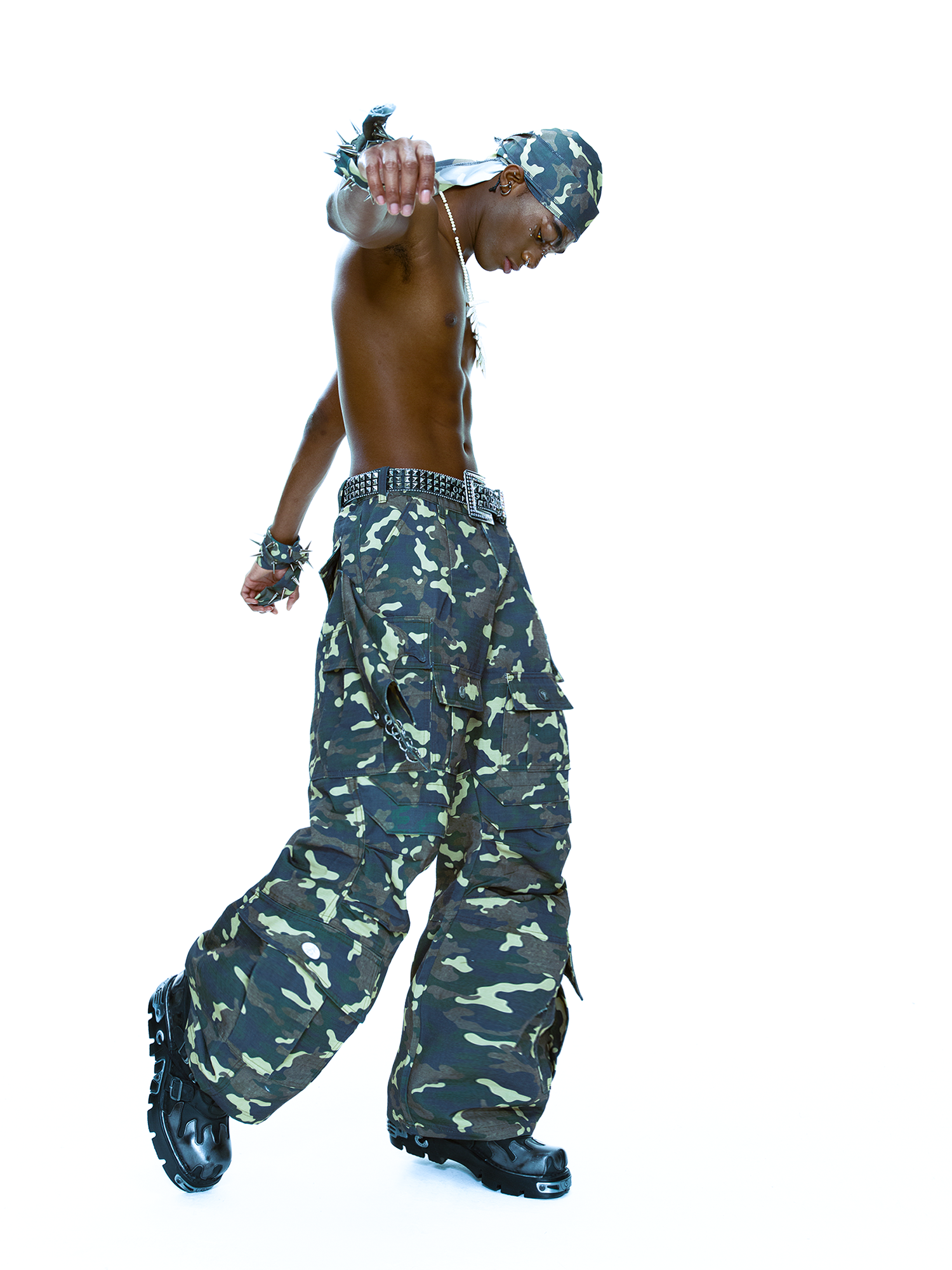 CYCYCY Camo Wide-Leg Cargo Pants