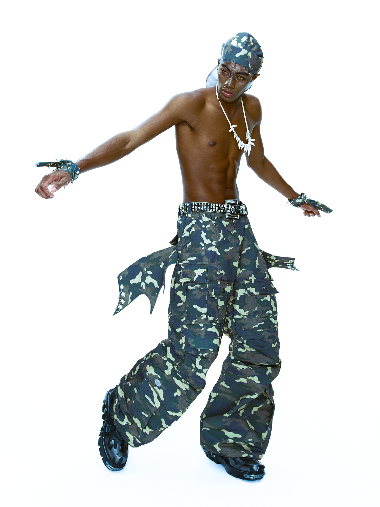 CYCYCY Camo Wide-Leg Cargo Pants