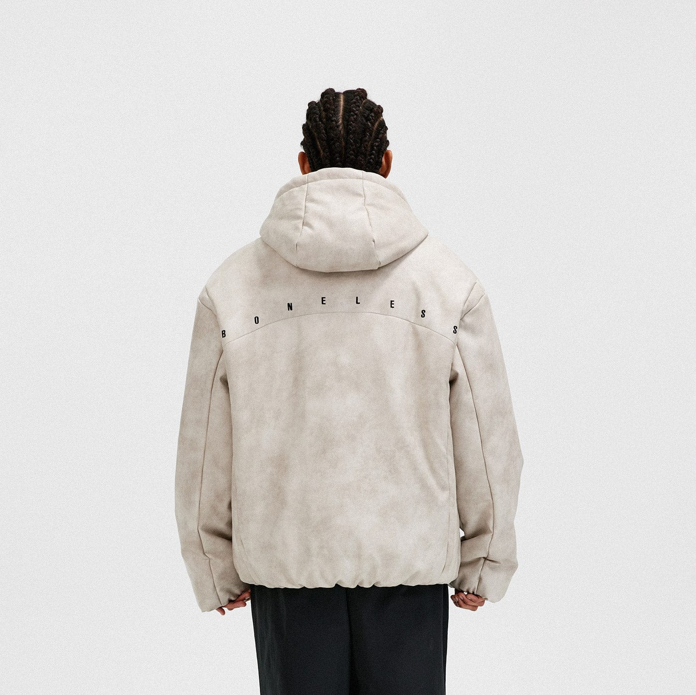BONELESS Spliced Faux Leather Cotton Padded Jacket, premium urban and streetwear designers apparel on PROJECTISR.com, BONELESS
