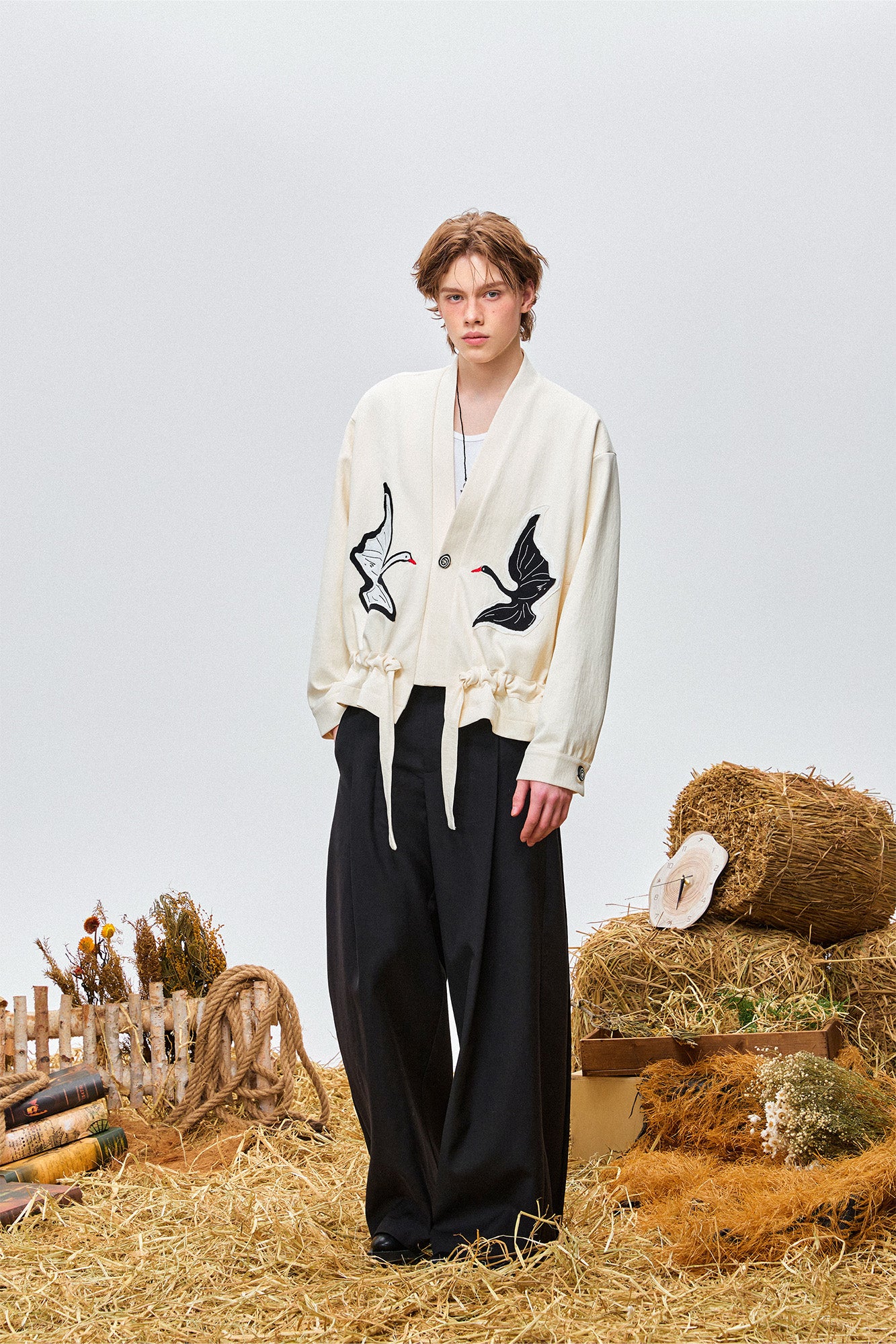 OIPWORD Swan Appliqué Drawstring Jacket, premium urban and streetwear designers apparel on PROJECTISR.com, OIPWORD