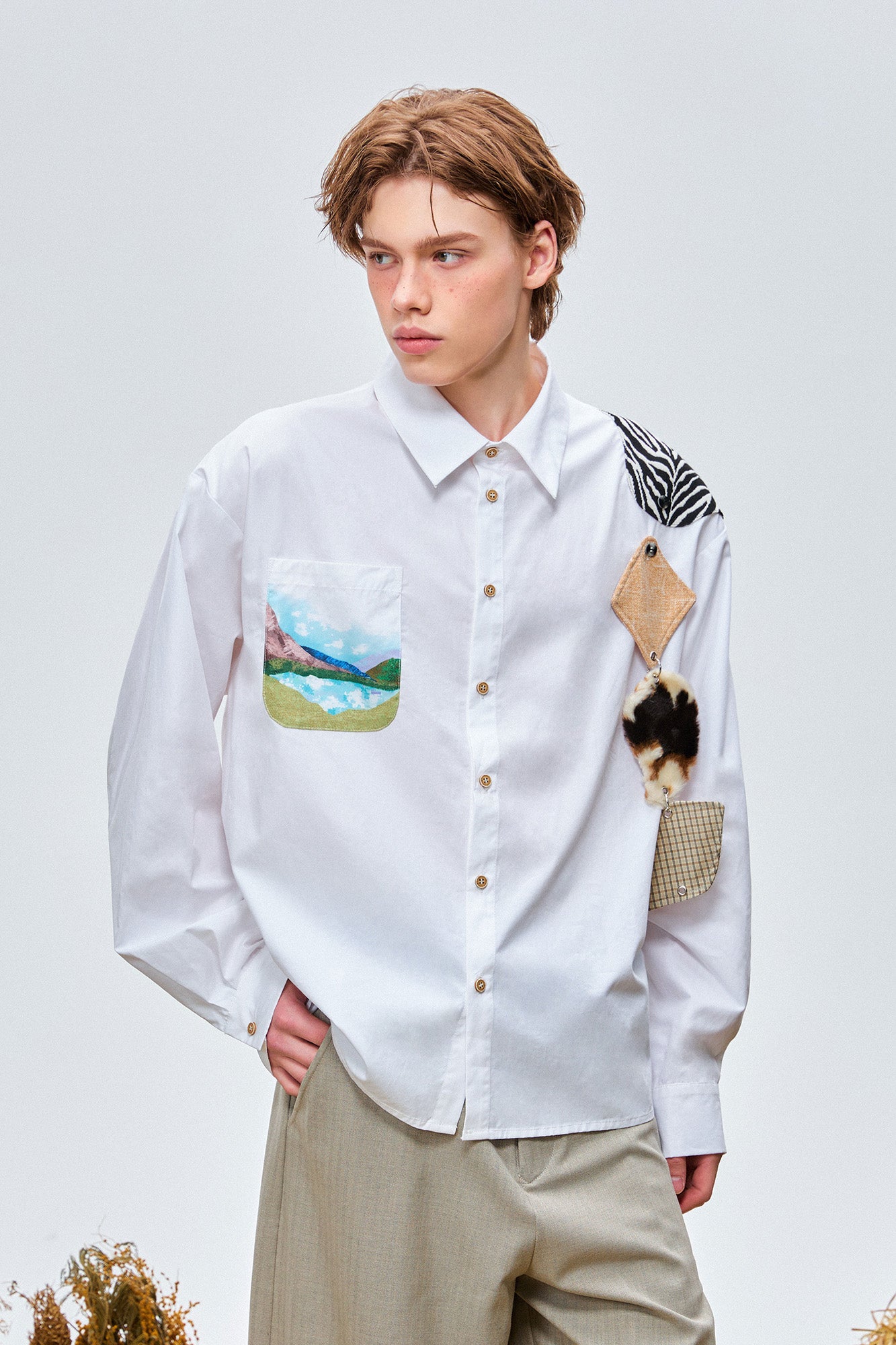 OIPWORD Detachable Patchwork Long-Sleeve Shirt, premium urban and streetwear designers apparel on PROJECTISR.com, OIPWORD