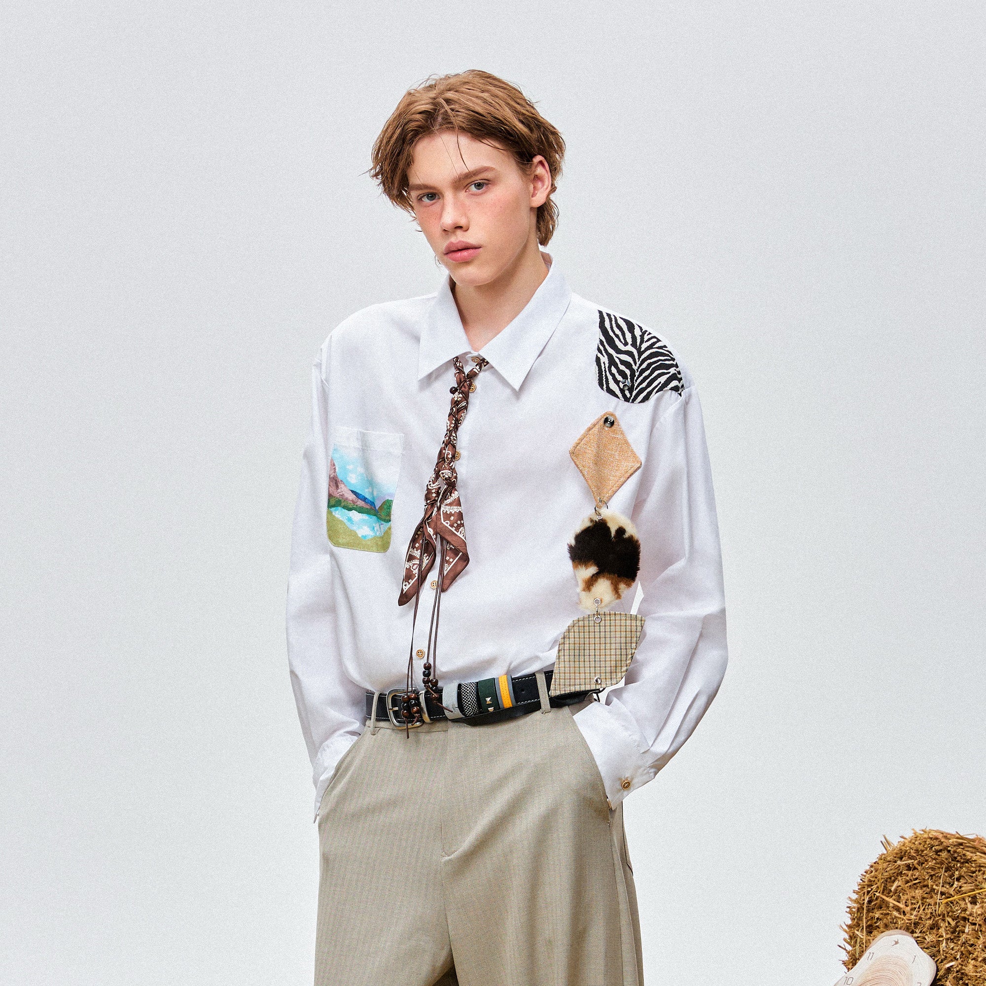 OIPWORD Detachable Patchwork Long-Sleeve Shirt, premium urban and streetwear designers apparel on PROJECTISR.com, OIPWORD