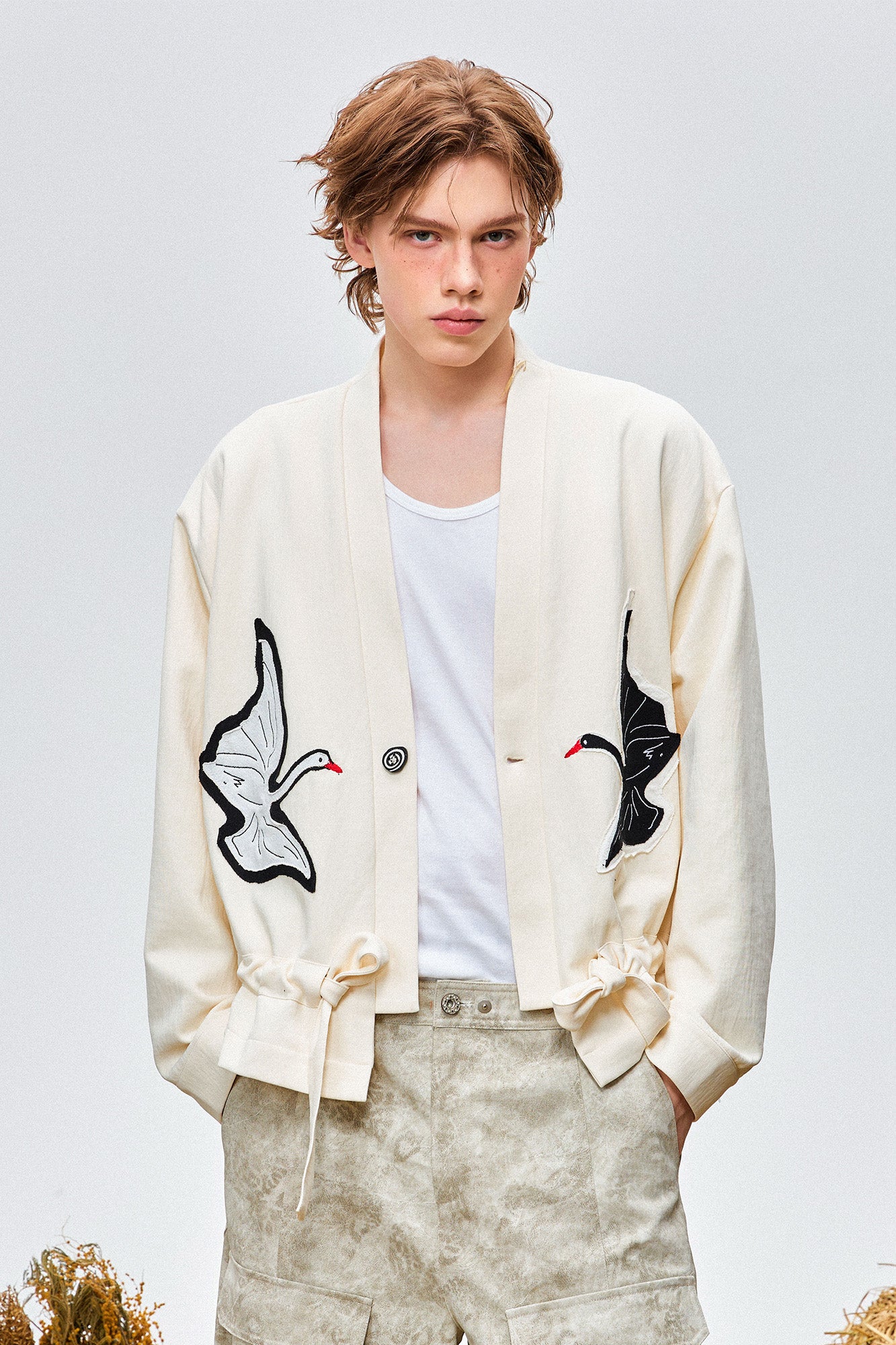 OIPWORD Swan Appliqué Drawstring Jacket, premium urban and streetwear designers apparel on PROJECTISR.com, OIPWORD