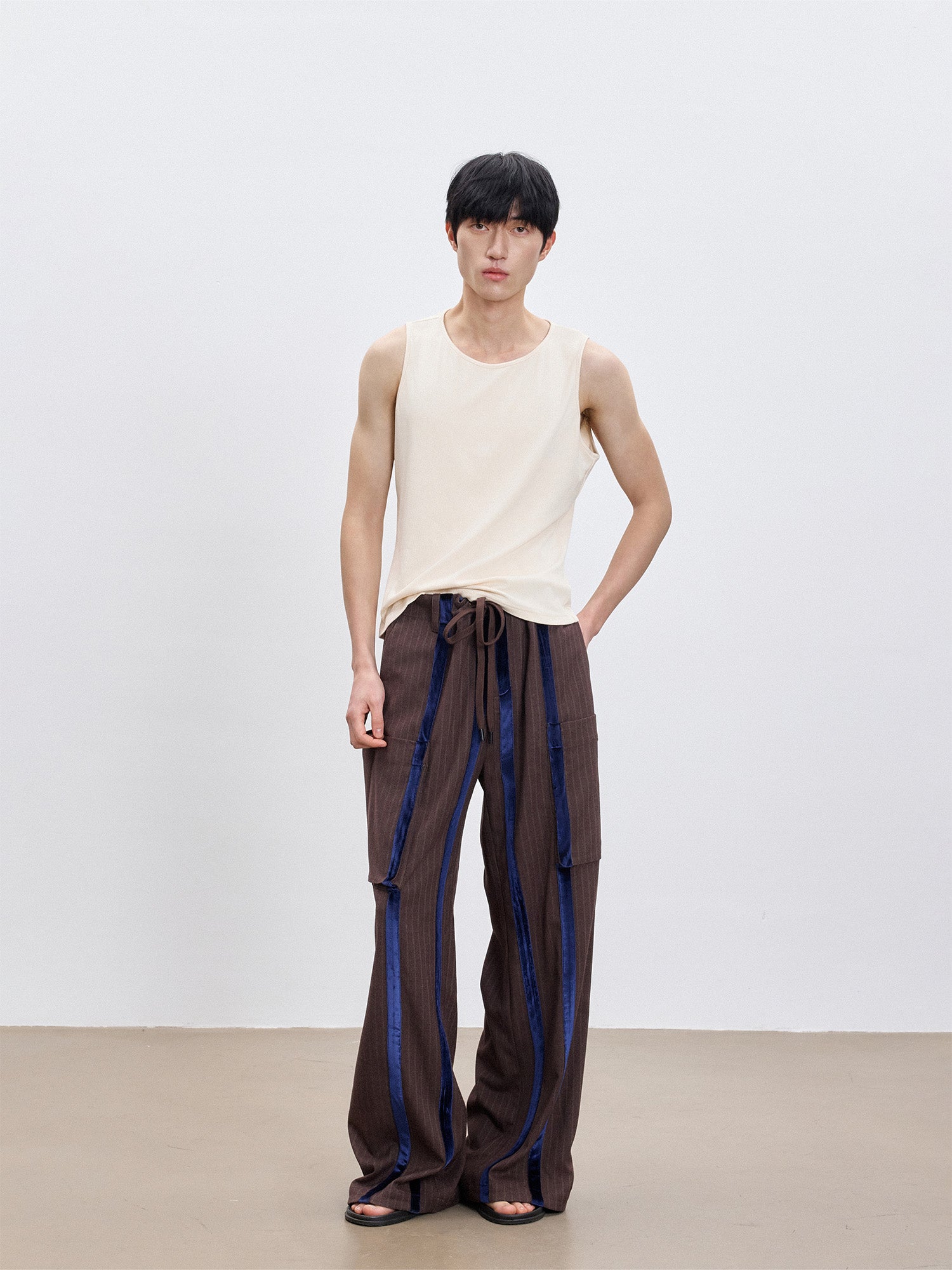 TUIMU Velvet Stripe Patch Cargo Pants, premium urban and streetwear designers apparel on PROJECTISR.com, TUIMU