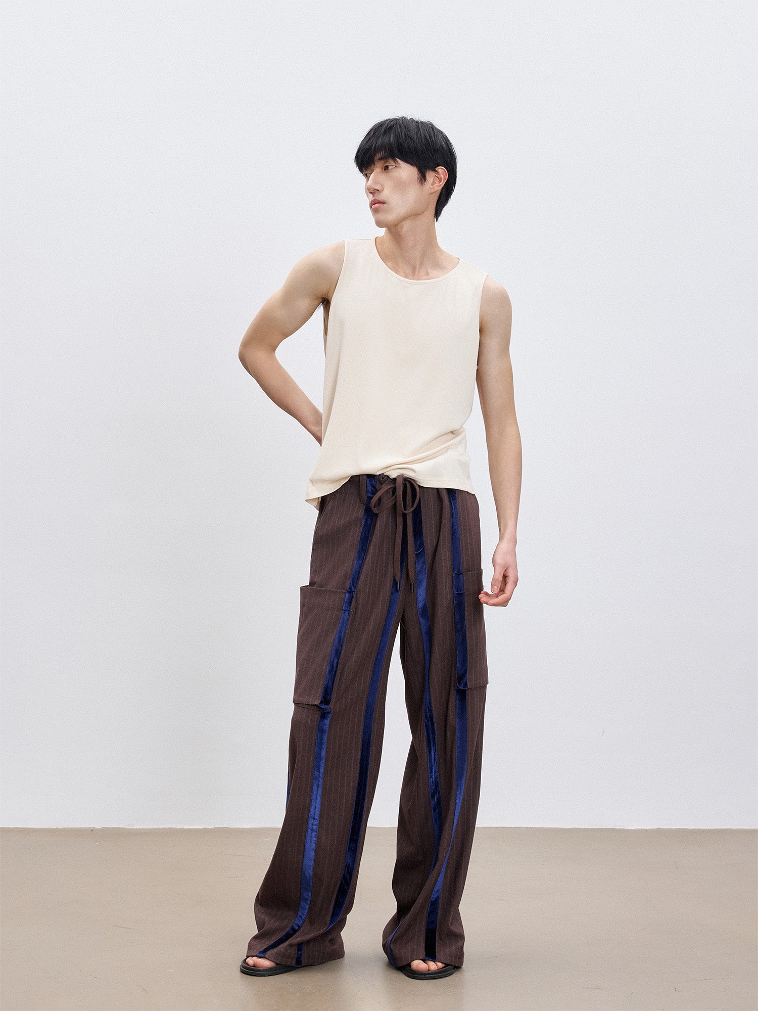 TUIMU Velvet Stripe Patch Cargo Pants, premium urban and streetwear designers apparel on PROJECTISR.com, TUIMU