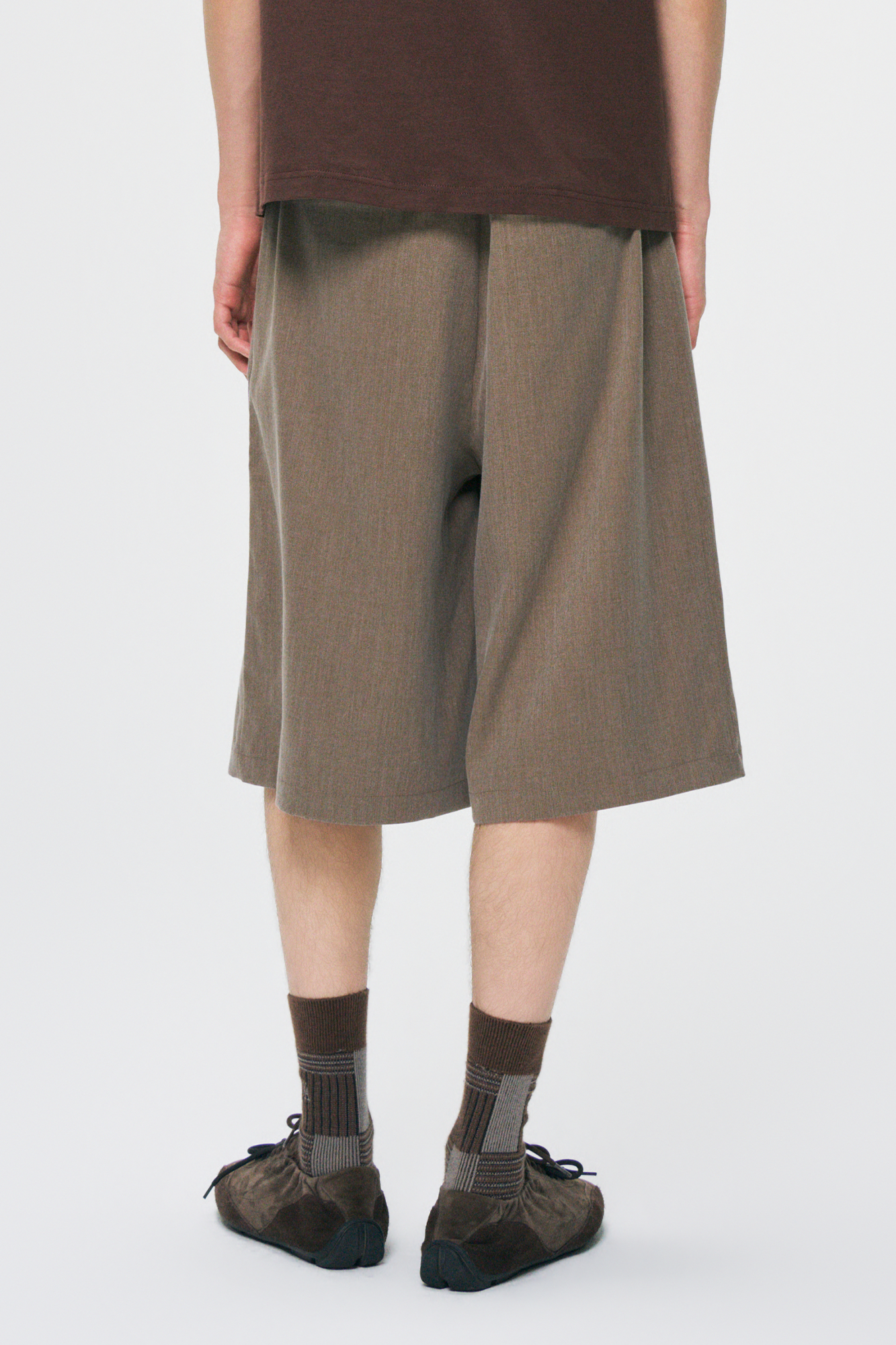 GONGHE REPUB Draped Belted Wool Shorts