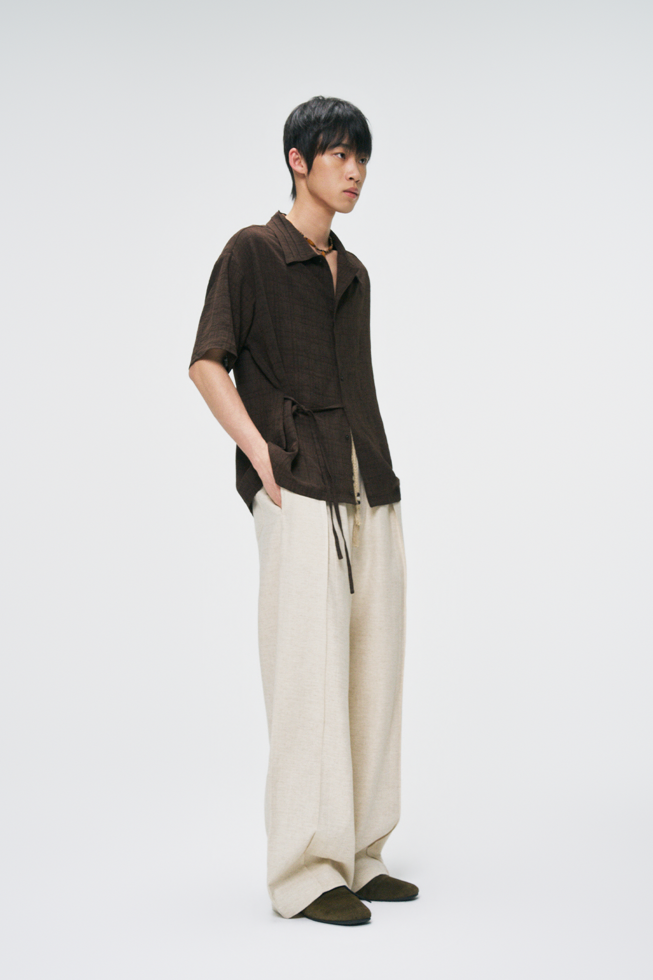 GONGHE REPUB Draped Linen Drawstring Pants