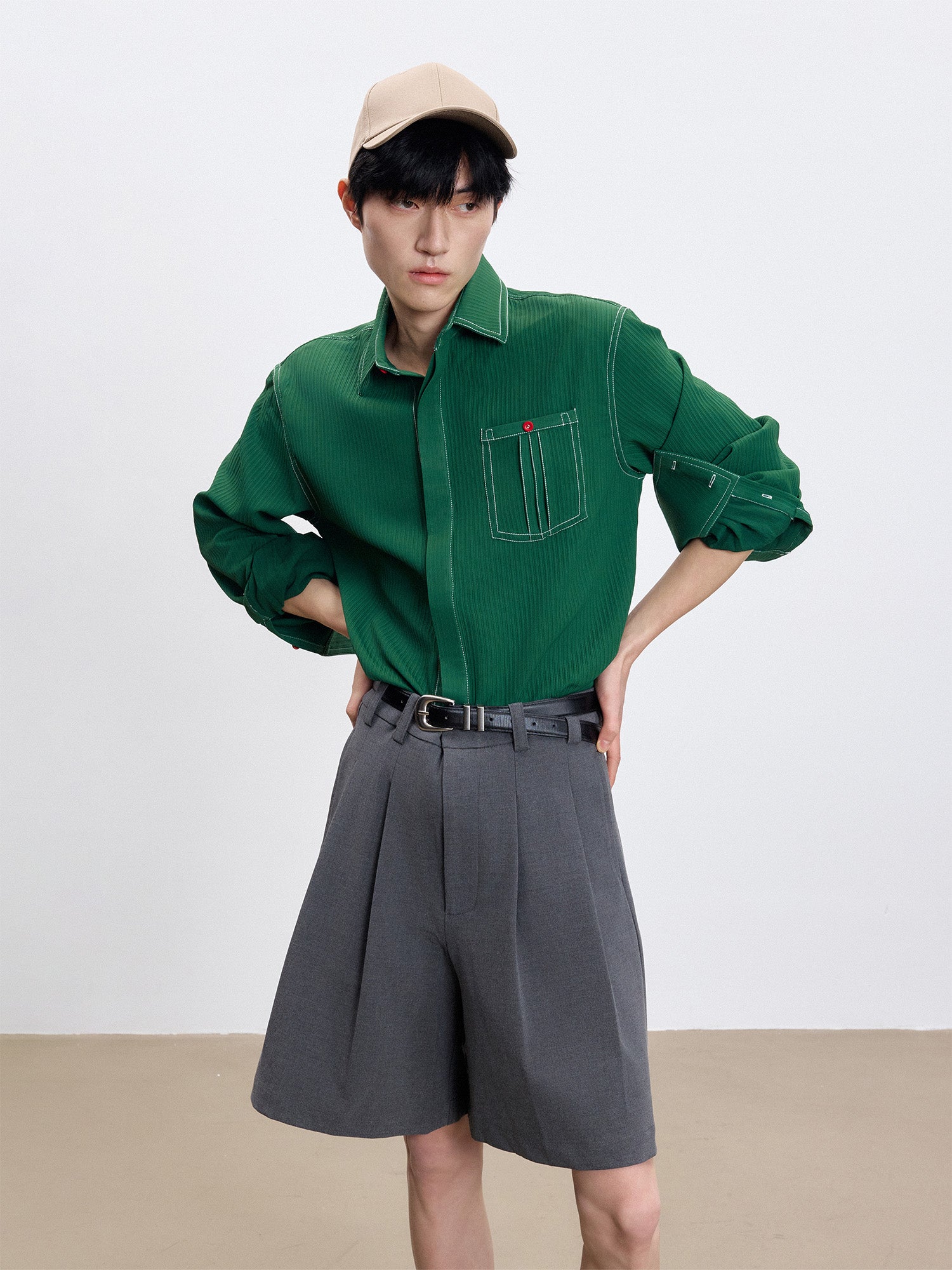 TUIMU Essential Contrast-Stitch Shirt, premium urban and streetwear designers apparel on PROJECTISR.com, TUIMU