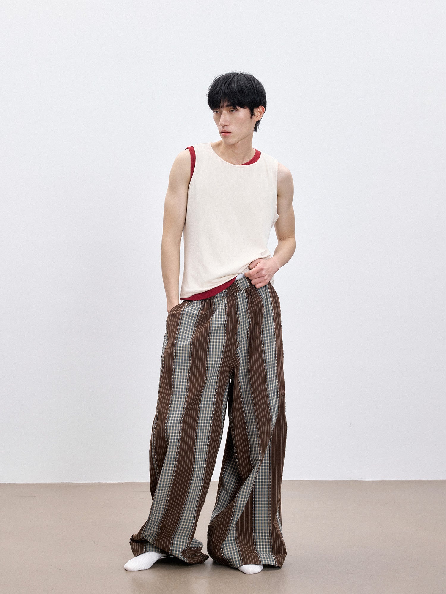 TUIMU Striped Wide-Leg Lounge Pants, premium urban and streetwear designers apparel on PROJECTISR.com, TUIMU