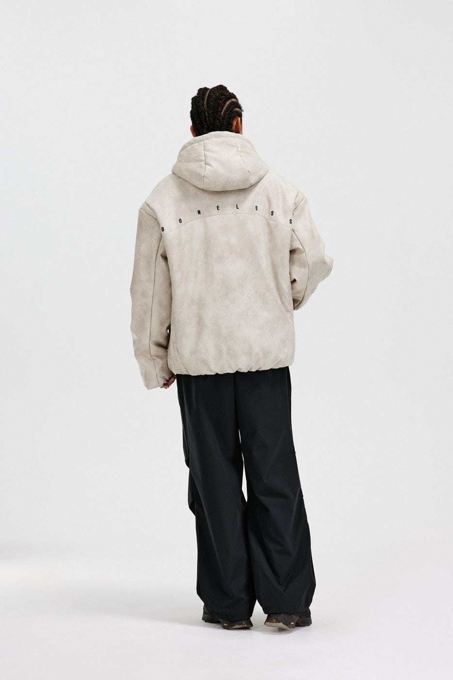 BONELESS Spliced Faux Leather Cotton Padded Jacket, premium urban and streetwear designers apparel on PROJECTISR.com, BONELESS