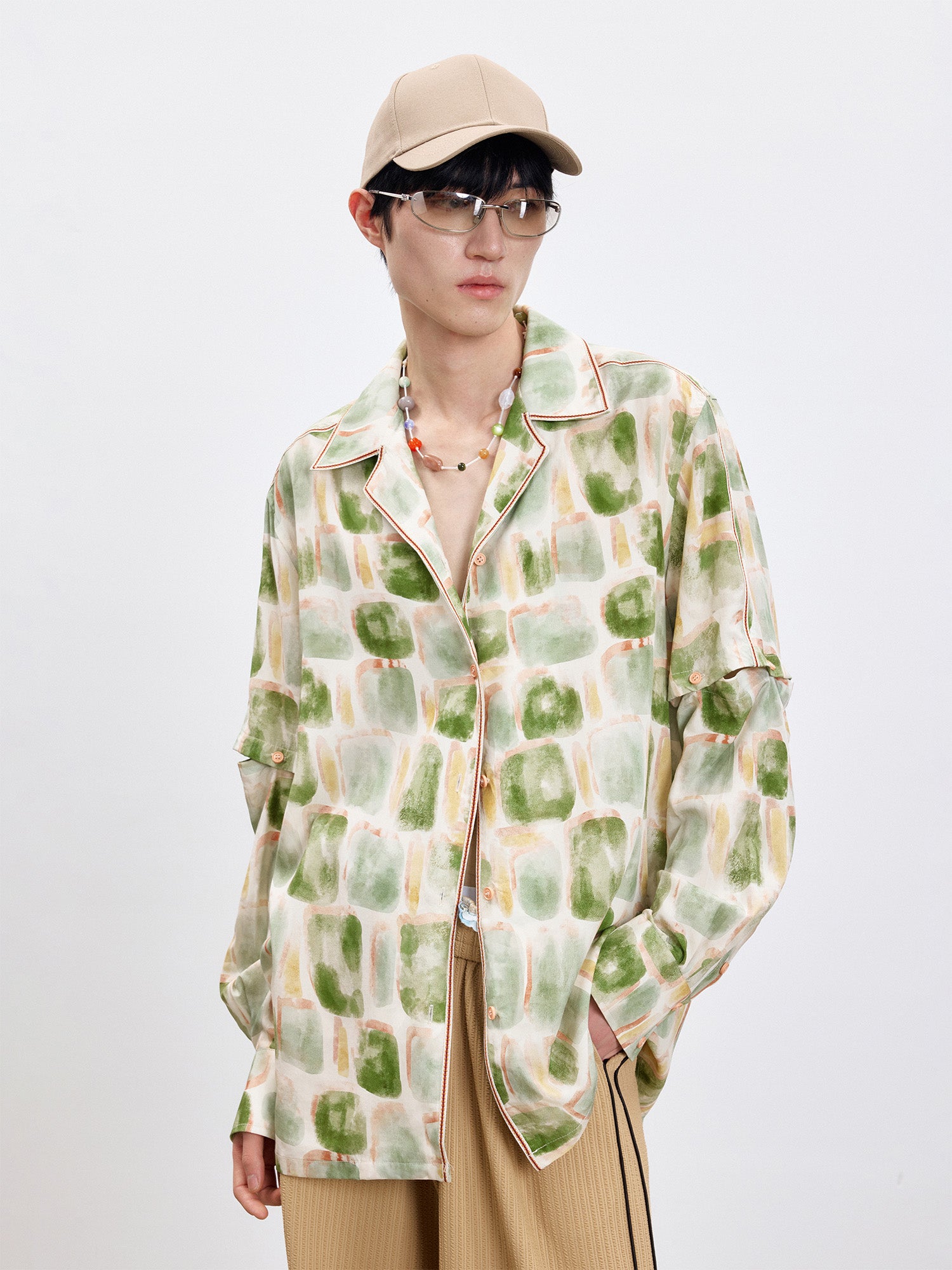 TUIMU Brush-Paint Full-Print Detachable-Sleeve Shirt, premium urban and streetwear designers apparel on PROJECTISR.com, TUIMU