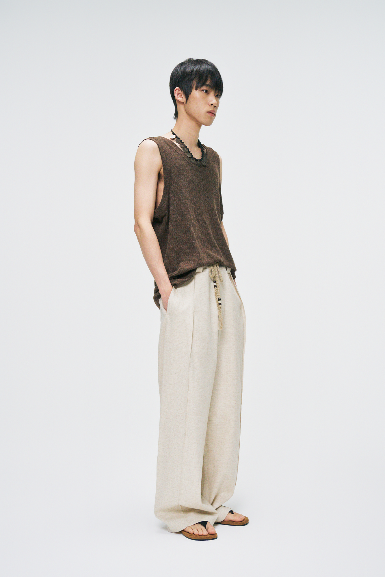 GONGHE REPUB Draped Linen Drawstring Pants