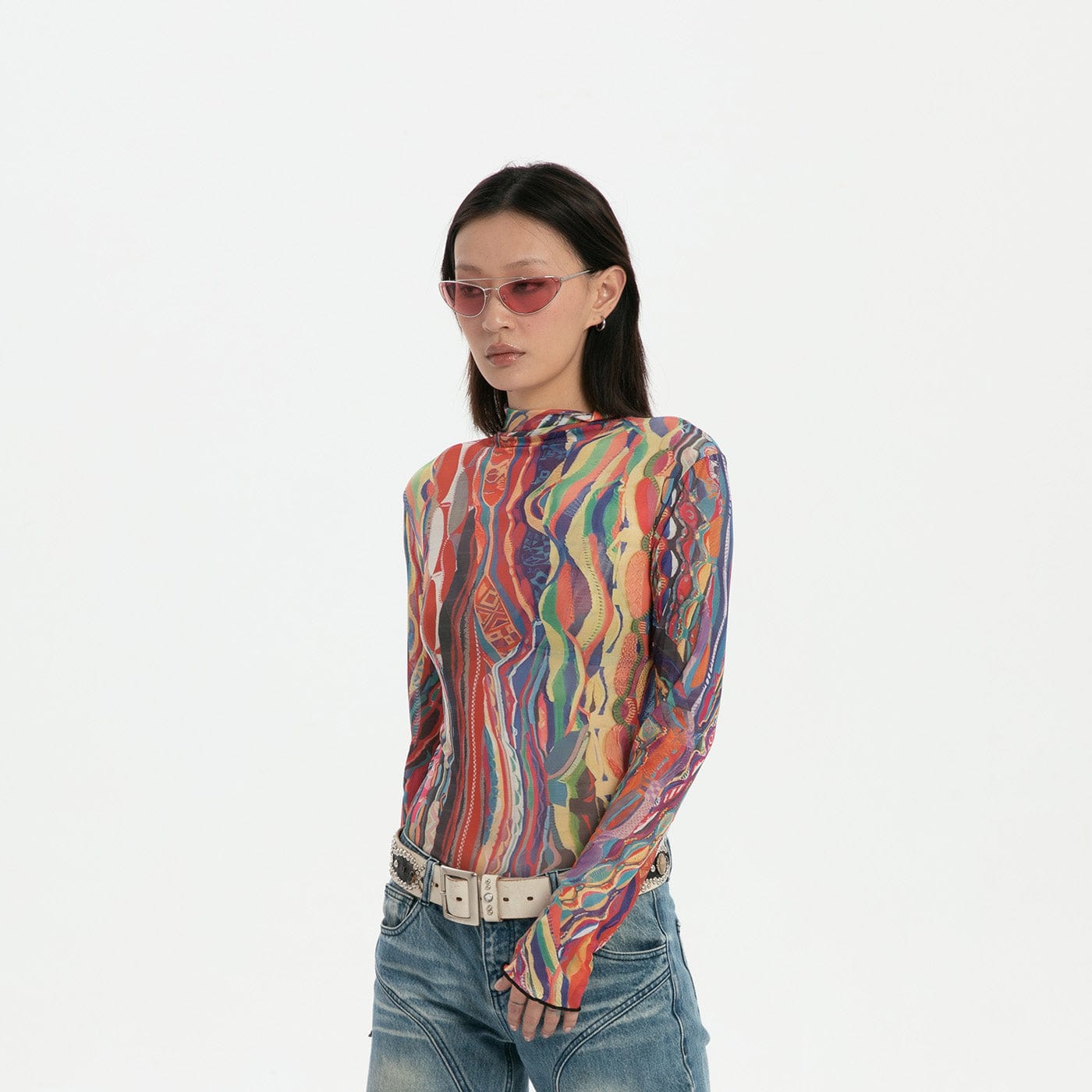 RTVG Abstract Striped Stretchy Slim-Fit L/S Tee, premium urban and streetwear designers apparel on PROJECTISR.com, RTVG
