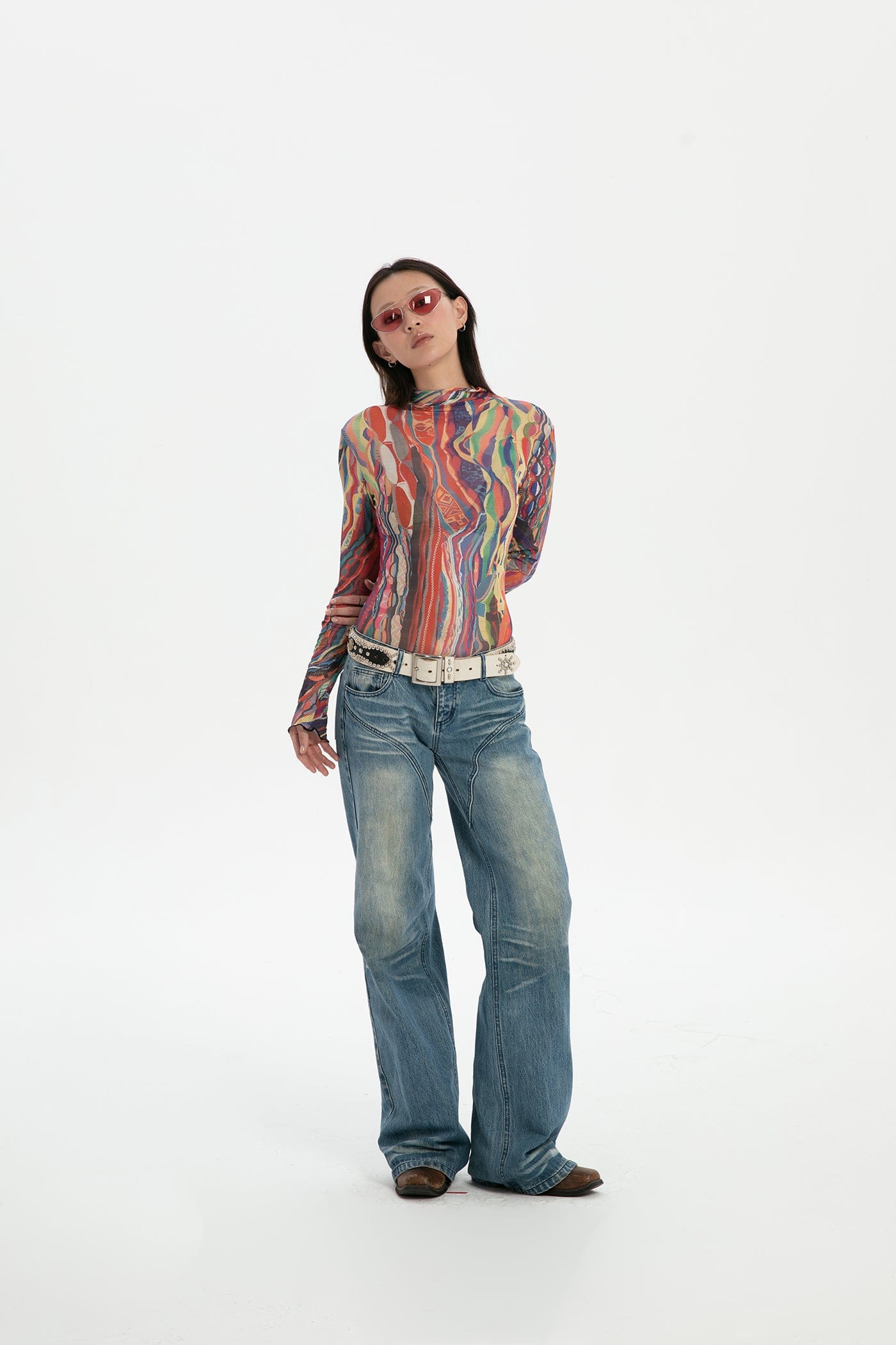 RTVG Abstract Striped Stretchy Slim-Fit L/S Tee, premium urban and streetwear designers apparel on PROJECTISR.com, RTVG