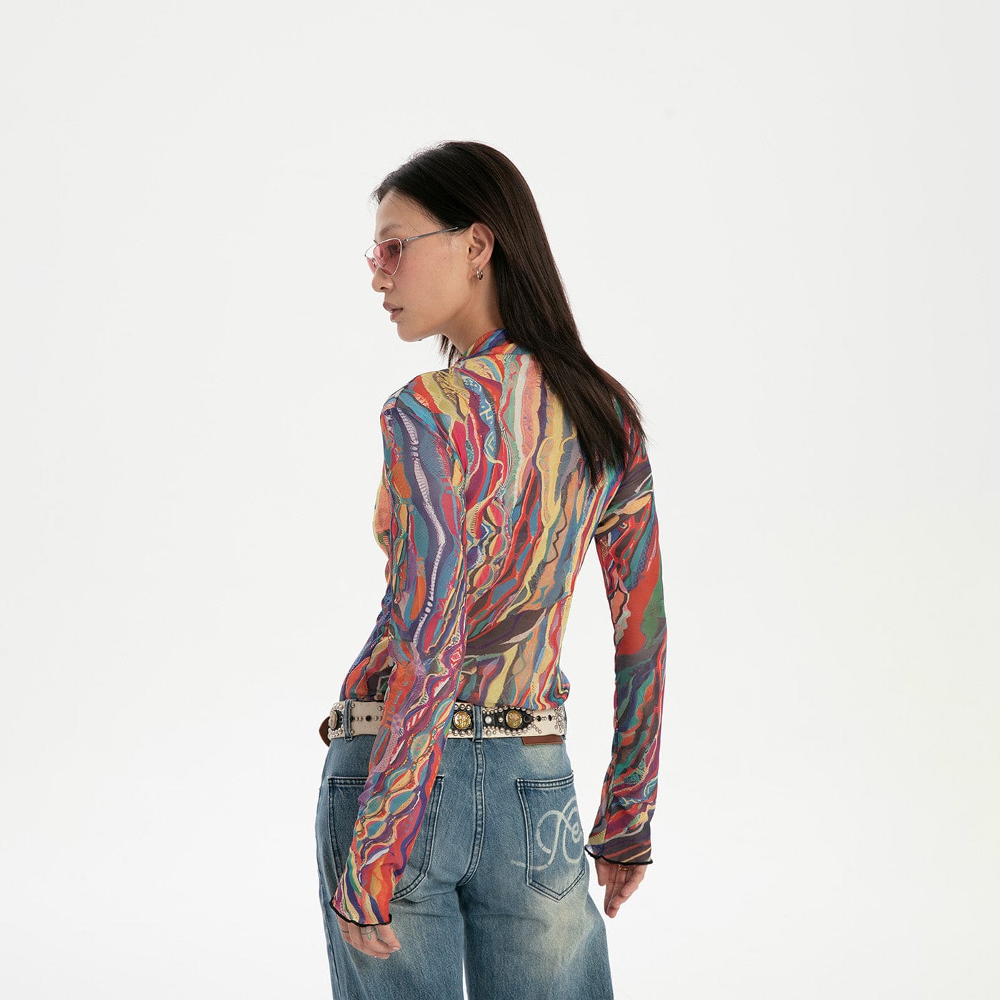 RTVG Abstract Striped Stretchy Slim-Fit L/S Tee, premium urban and streetwear designers apparel on PROJECTISR.com, RTVG