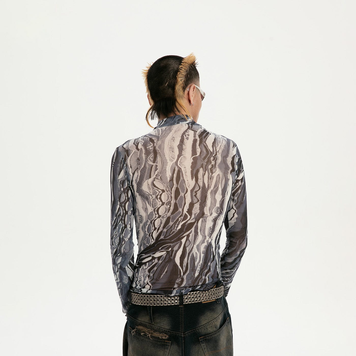 RTVG Abstract Striped Stretchy Slim-Fit L/S Tee, premium urban and streetwear designers apparel on PROJECTISR.com, RTVG