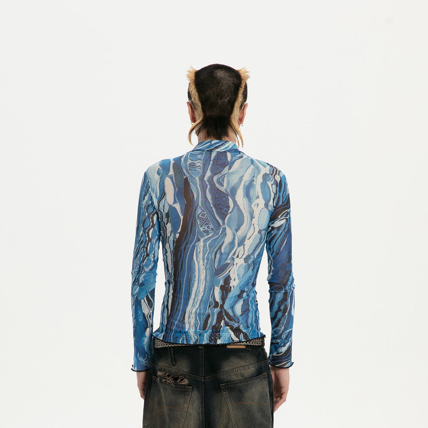 RTVG Abstract Striped Stretchy Slim-Fit L/S Tee, premium urban and streetwear designers apparel on PROJECTISR.com, RTVG