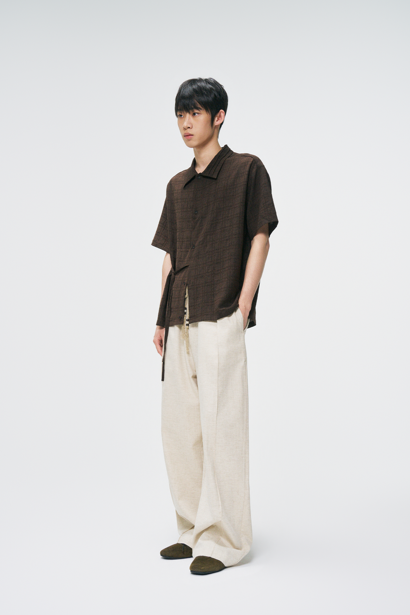 GONGHE REPUB Draped Linen Drawstring Pants