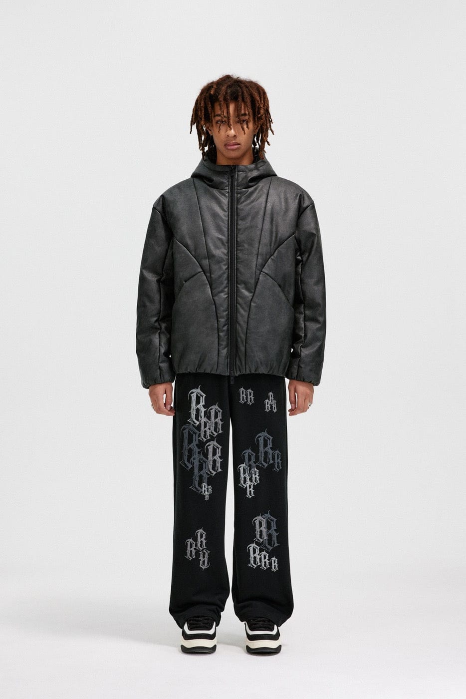 BONELESS Spliced Faux Leather Cotton Padded Jacket, premium urban and streetwear designers apparel on PROJECTISR.com, BONELESS