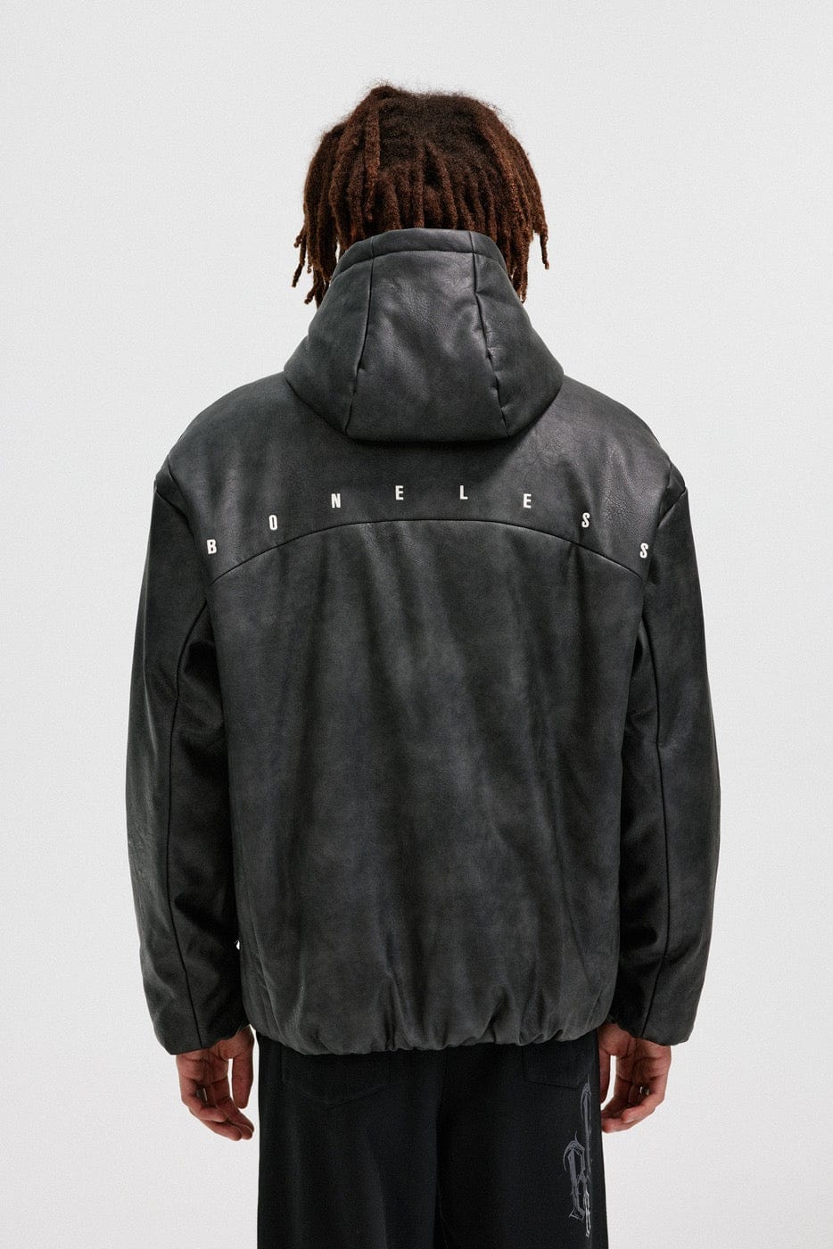 BONELESS Spliced Faux Leather Cotton Padded Jacket, premium urban and streetwear designers apparel on PROJECTISR.com, BONELESS