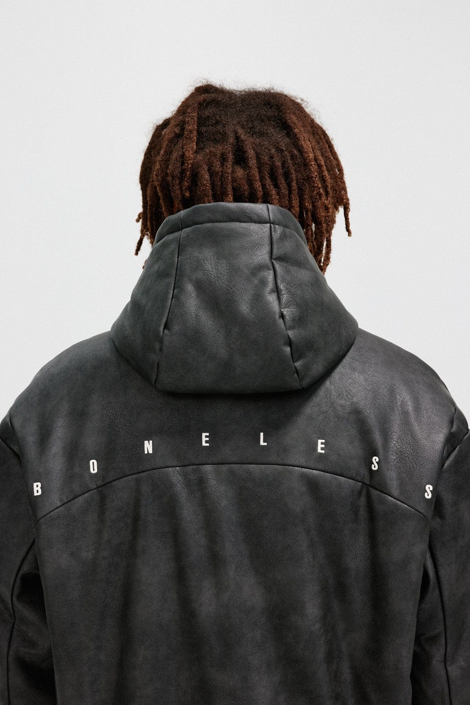BONELESS Spliced Faux Leather Cotton Padded Jacket, premium urban and streetwear designers apparel on PROJECTISR.com, BONELESS