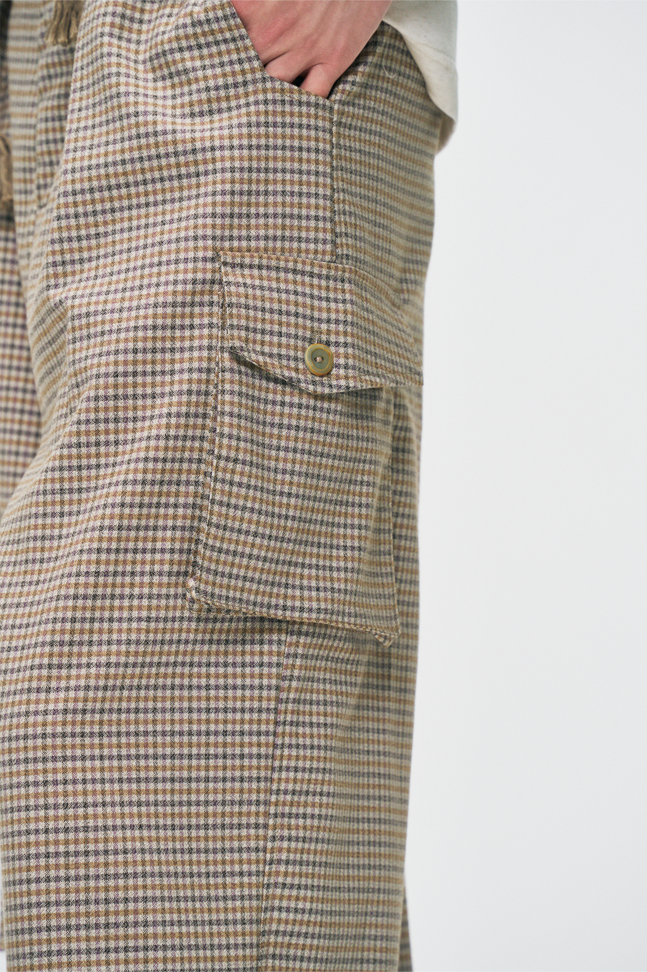 GONGHE REPUB Houndstooth Double-Pleated Tie-Waist Pants