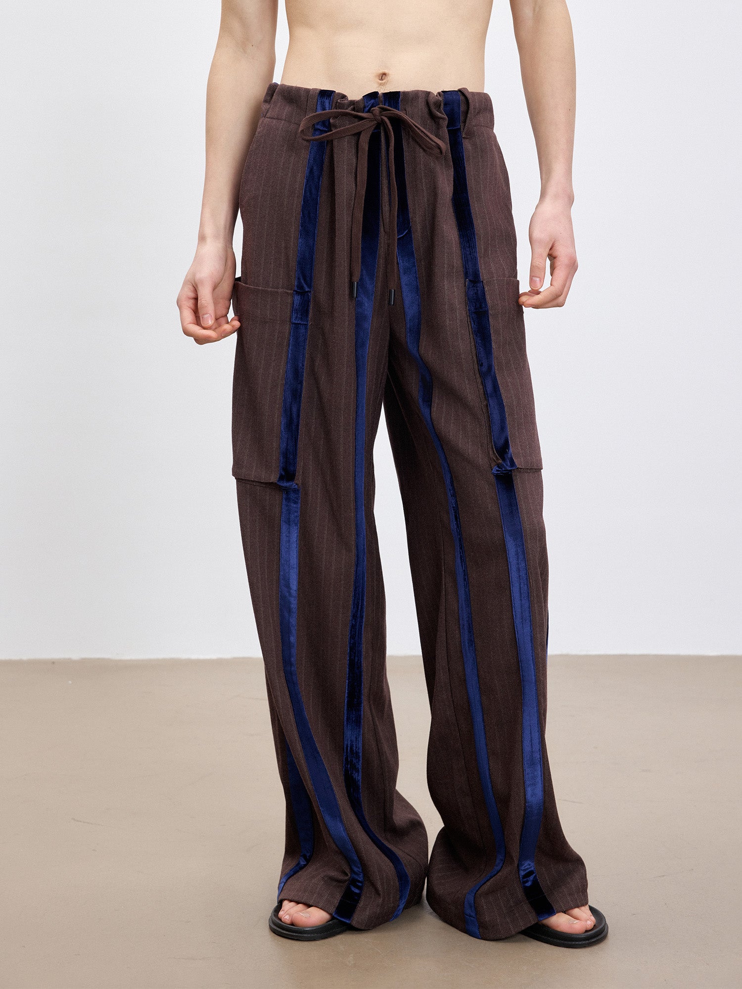 TUIMU Velvet Stripe Patch Cargo Pants, premium urban and streetwear designers apparel on PROJECTISR.com, TUIMU