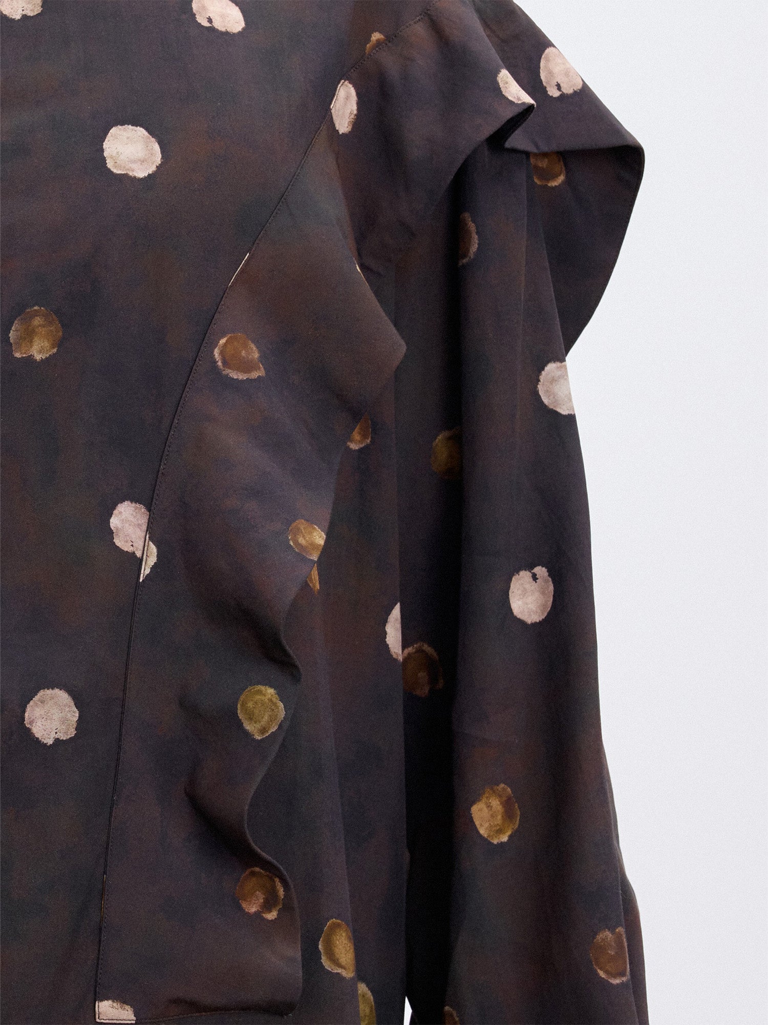 TUIMU Polka Dot Draped Panel Shirt, premium urban and streetwear designers apparel on PROJECTISR.com, TUIMU