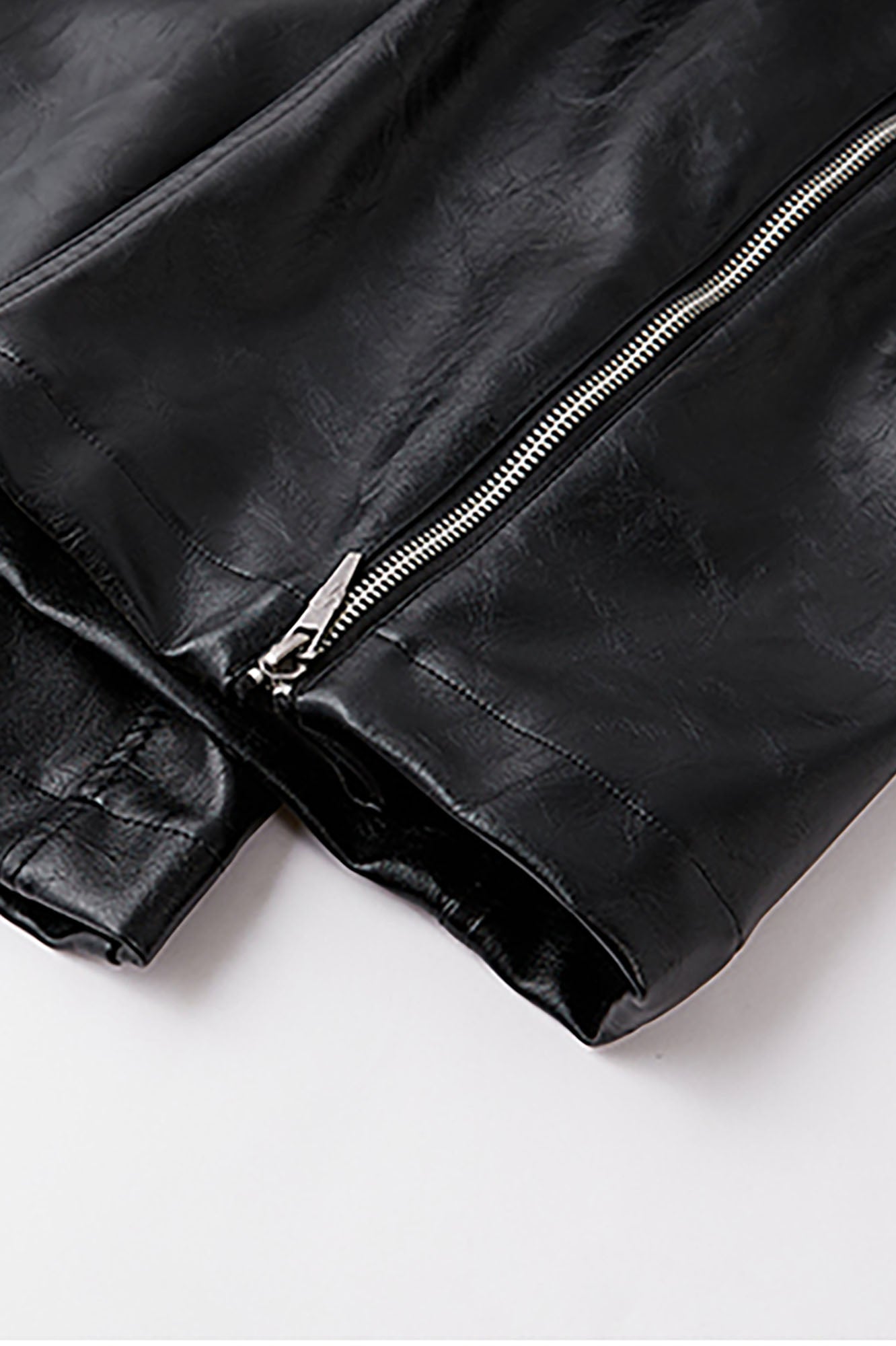 FORFEARTHAT Glossy Panel Zip Hem PU Cargo Pants