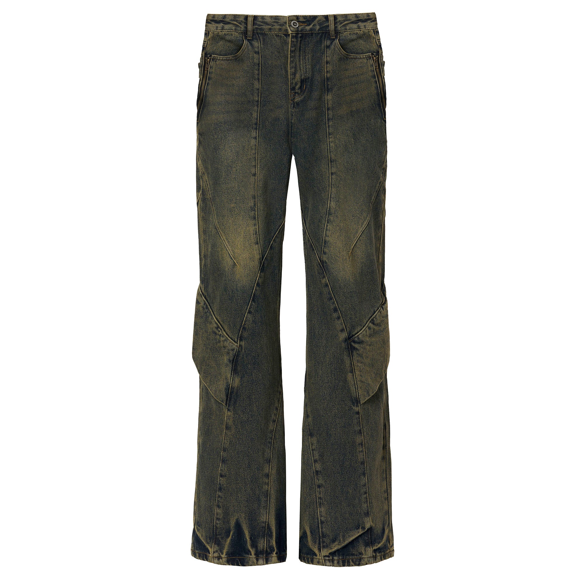 CATSSTAC Dirty Wash Paneled Wide-Leg Jeans, premium urban and streetwear designers apparel on PROJECTISR.com, CATSSTAC