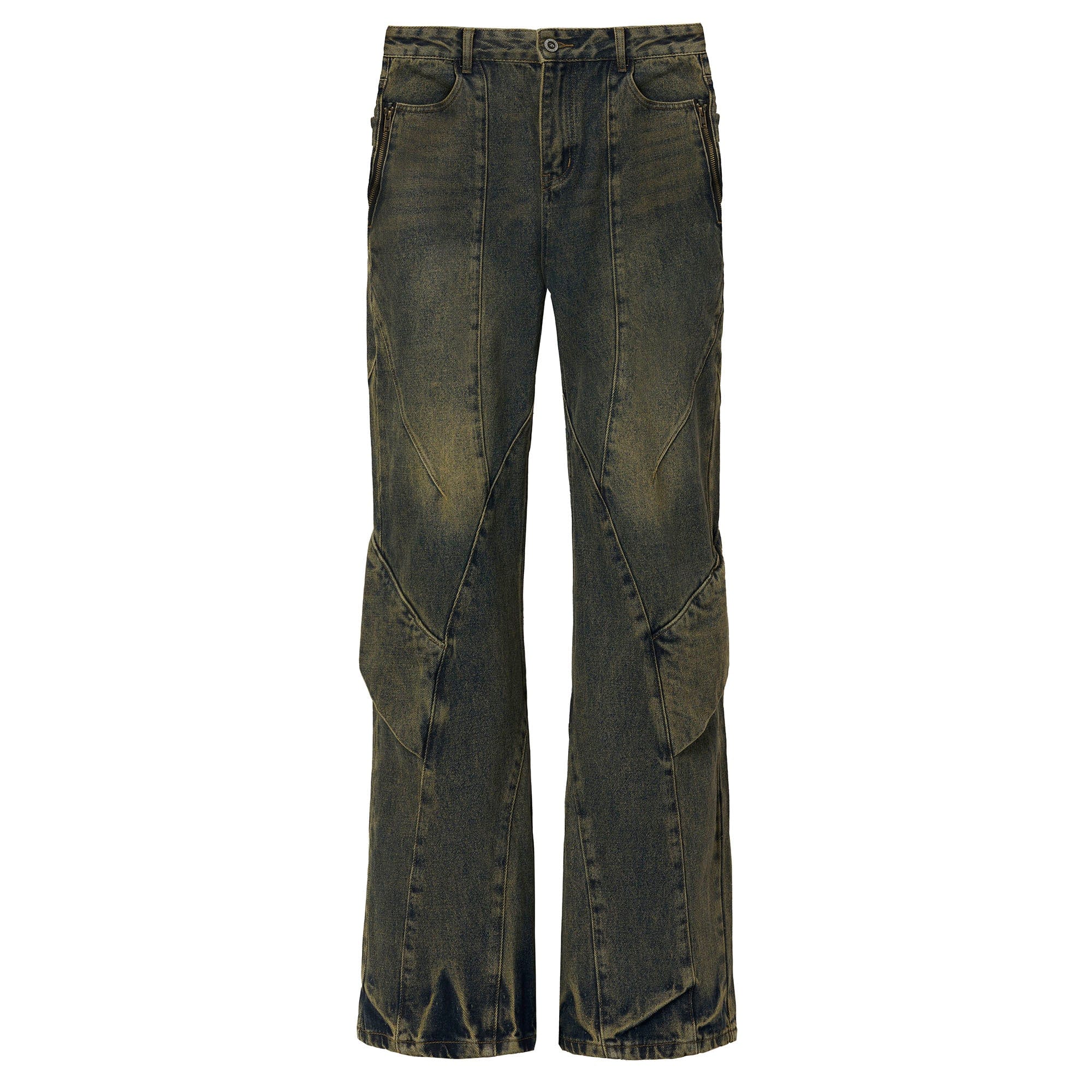CATSSTAC Dirty Wash Paneled Wide-Leg Jeans, premium urban and streetwear designers apparel on PROJECTISR.com, CATSSTAC