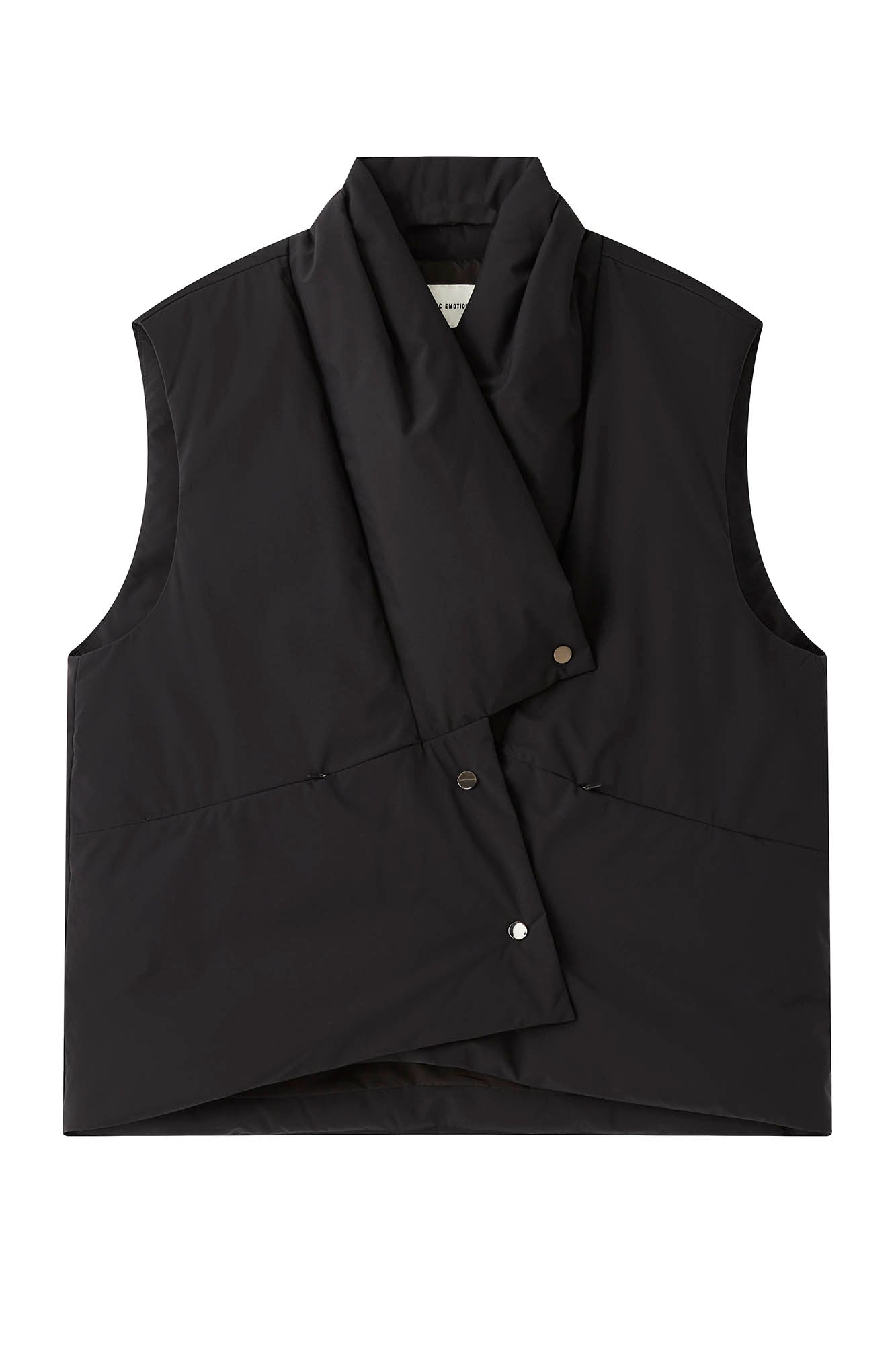 ORGANIC EMOTION Deconstructed Scarf Collar Down Vest, premium urban and streetwear designers apparel on PROJECTISR.com, ORGANIC EMOTION