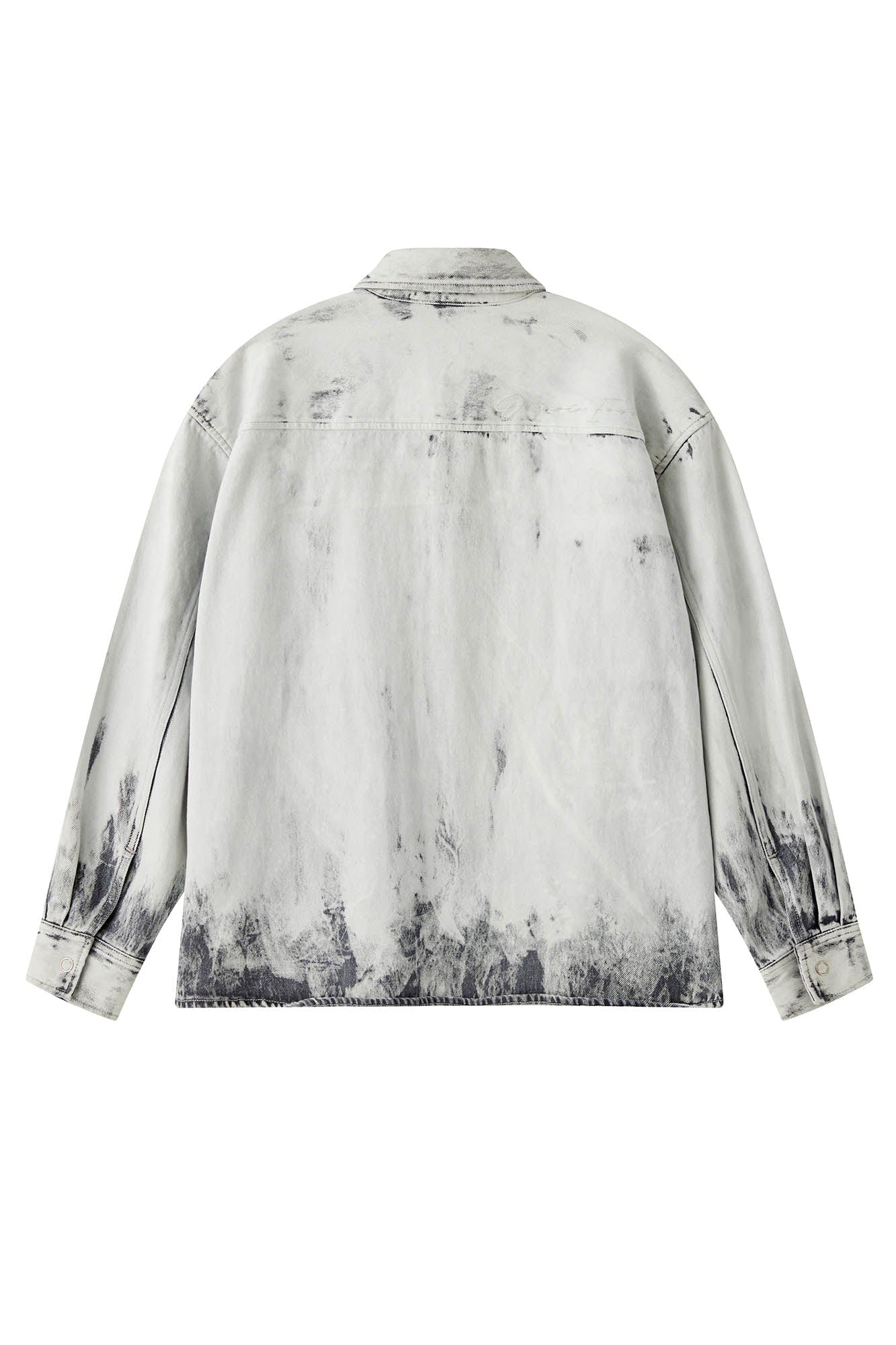 ORGANIC EMOTION Distressed Snow Mountain Tie-Dye Denim Shirt, premium urban and streetwear designers apparel on PROJECTISR.com, ORGANIC EMOTION