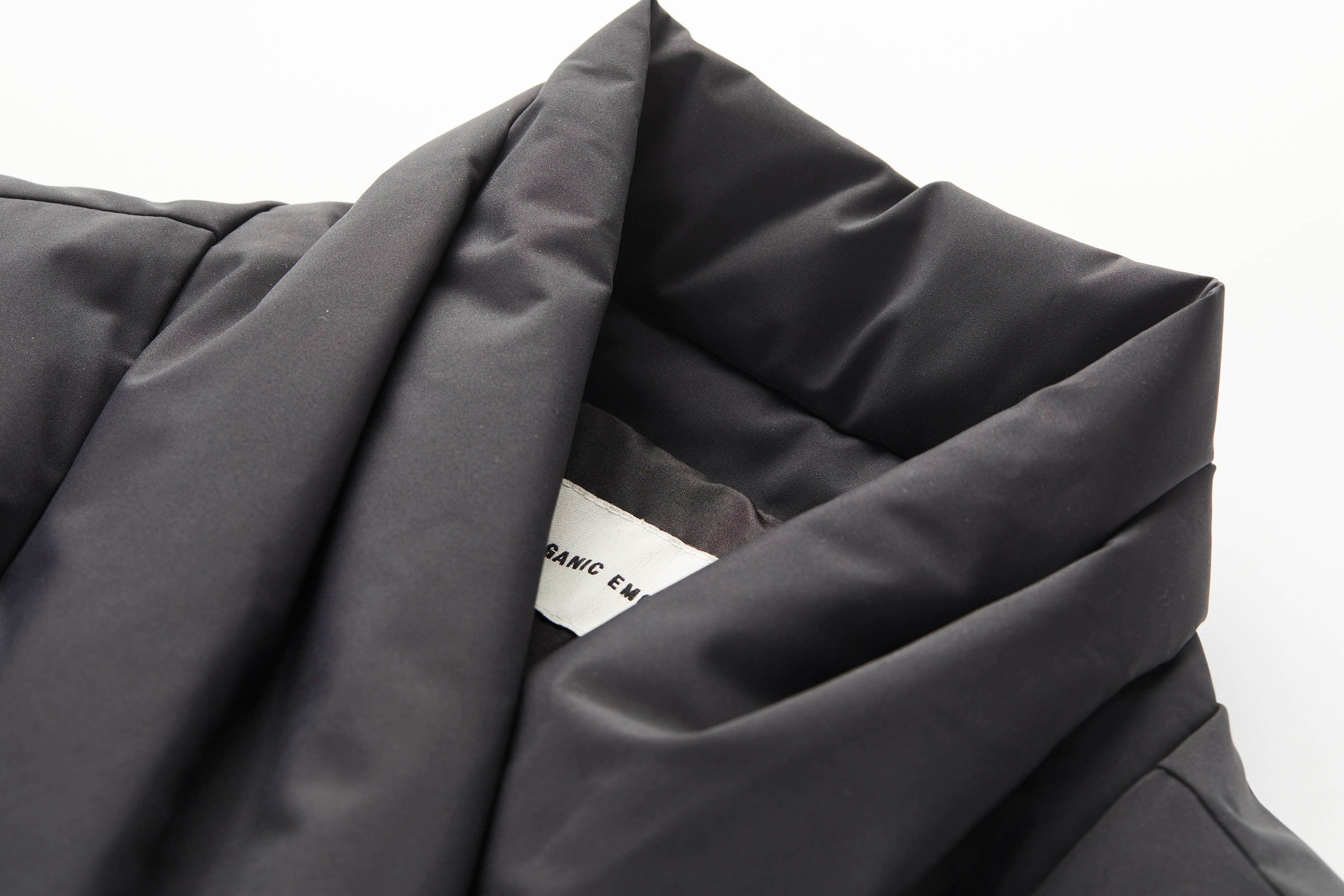 ORGANIC EMOTION Deconstructed Scarf Collar Down Vest, premium urban and streetwear designers apparel on PROJECTISR.com, ORGANIC EMOTION