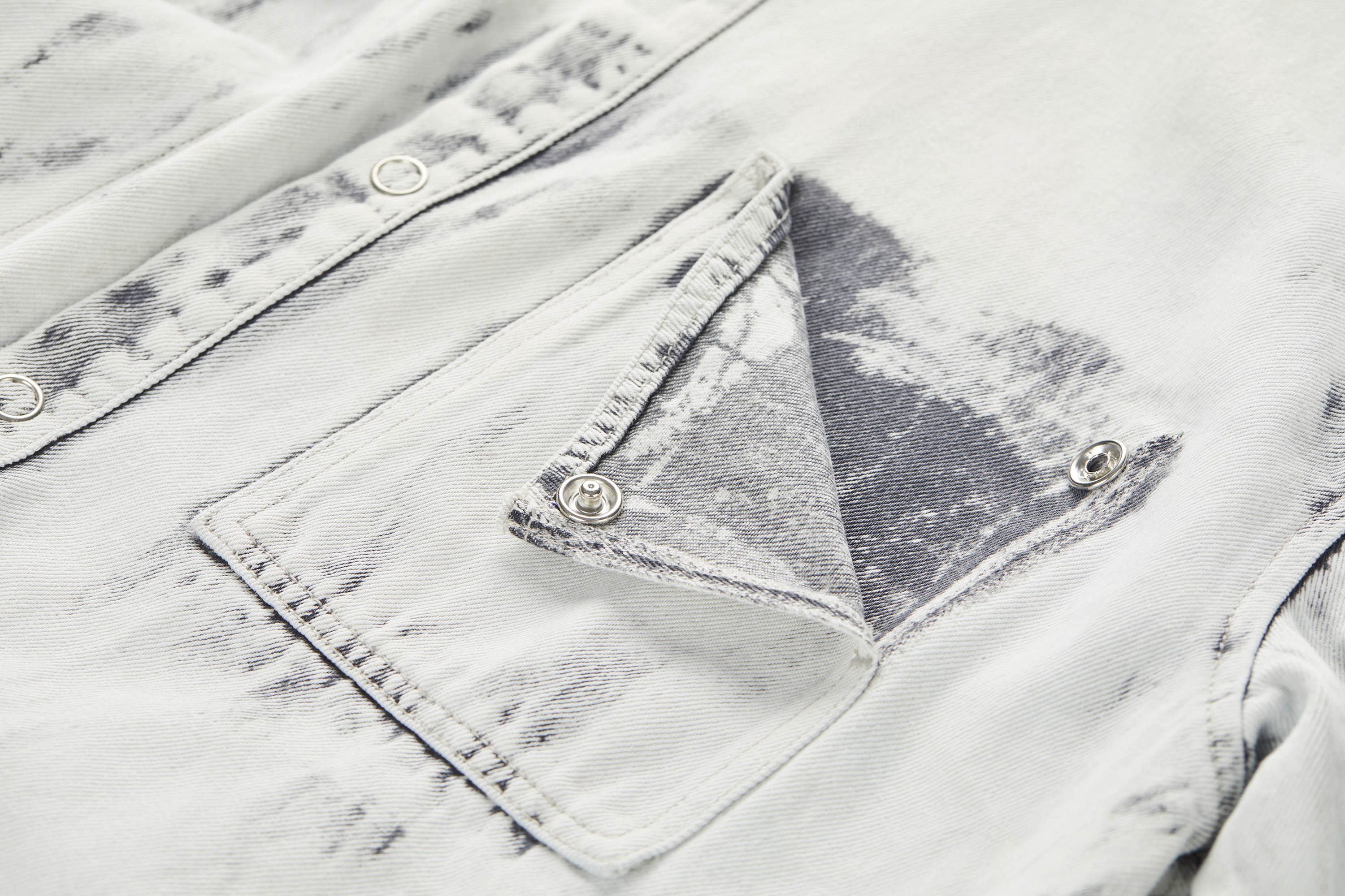 ORGANIC EMOTION Distressed Snow Mountain Tie-Dye Denim Shirt, premium urban and streetwear designers apparel on PROJECTISR.com, ORGANIC EMOTION