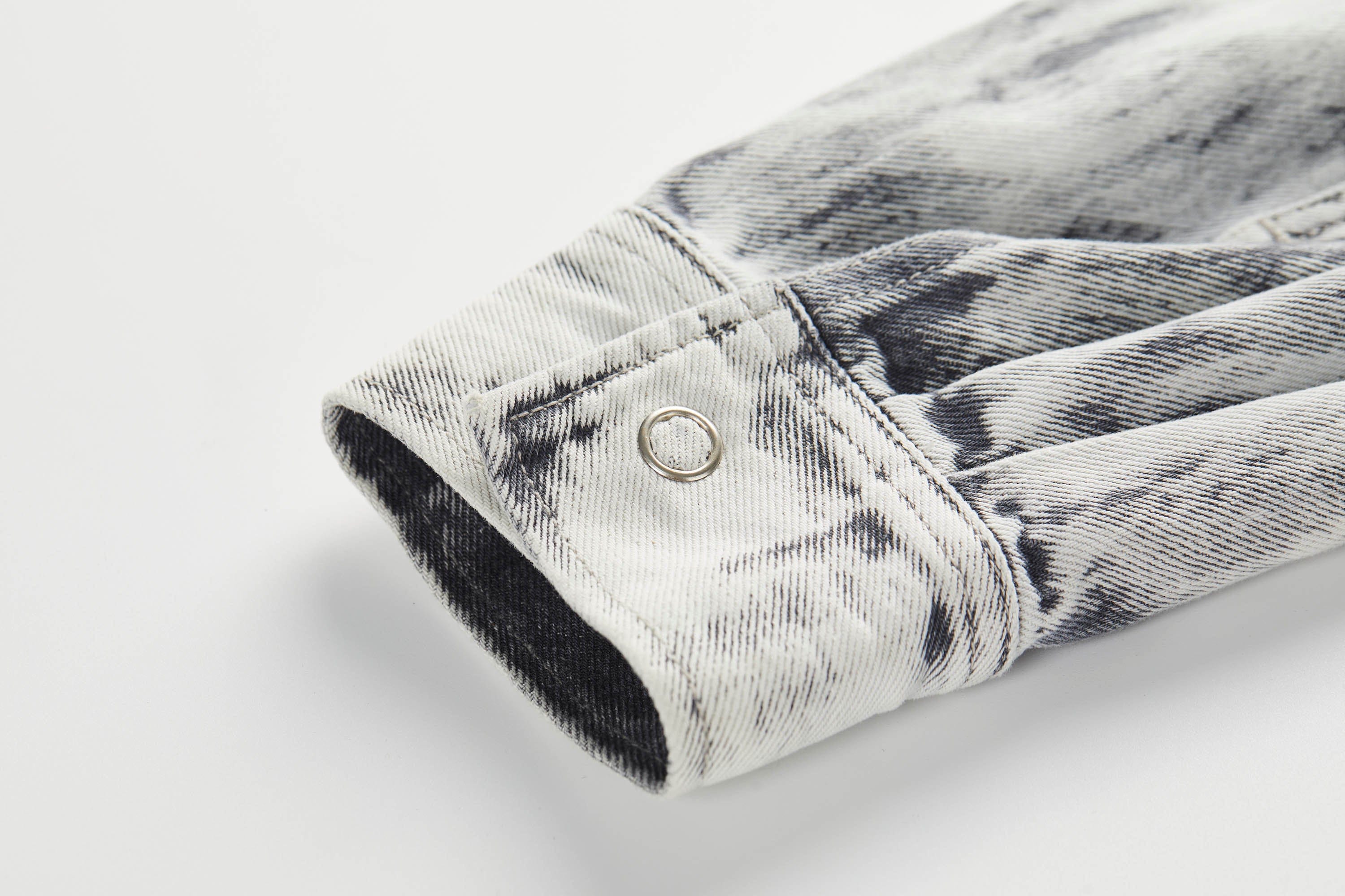 ORGANIC EMOTION Distressed Snow Mountain Tie-Dye Denim Shirt, premium urban and streetwear designers apparel on PROJECTISR.com, ORGANIC EMOTION