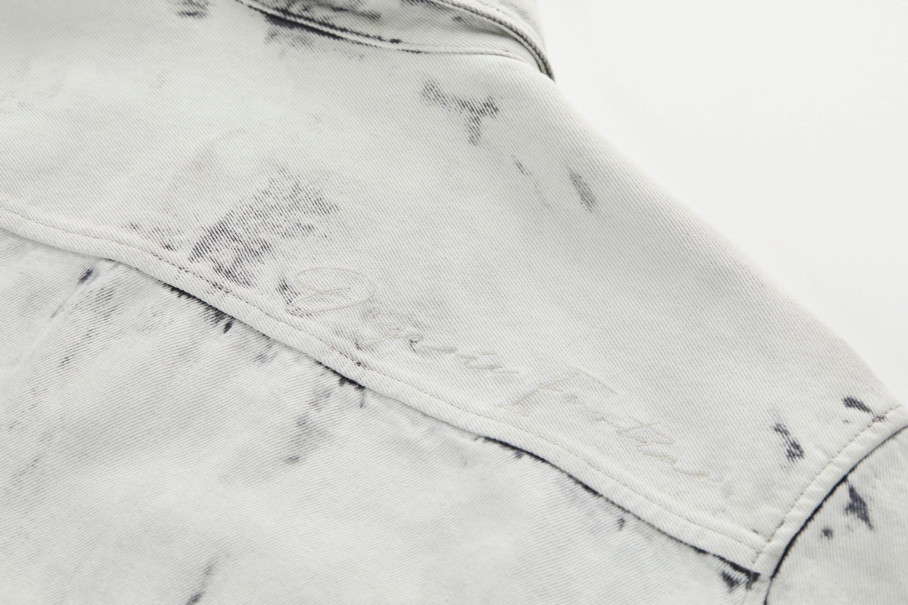 ORGANIC EMOTION Distressed Snow Mountain Tie-Dye Denim Shirt, premium urban and streetwear designers apparel on PROJECTISR.com, ORGANIC EMOTION