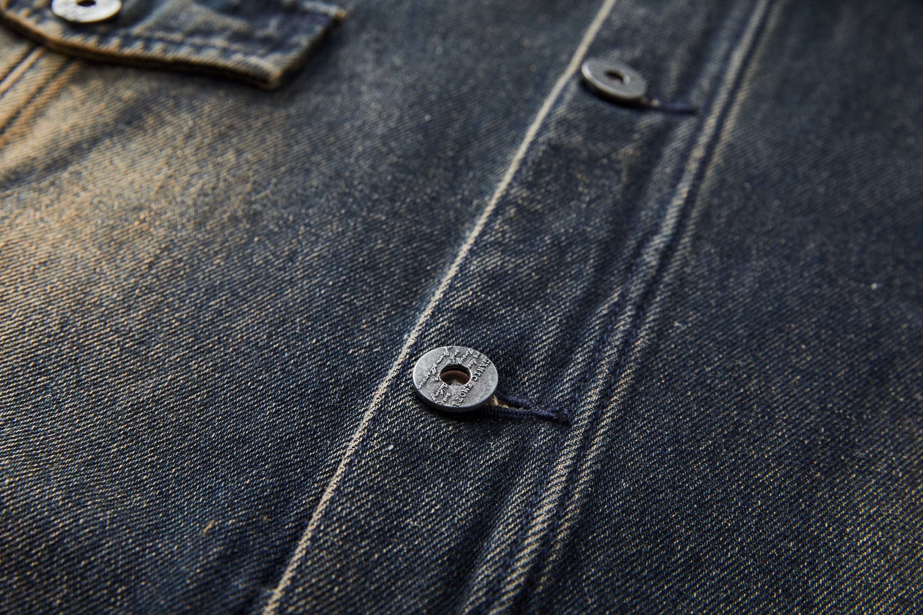 ORGANIC EMOTION Faded Spliced Pocket Denim Jacket, premium urban and streetwear designers apparel on PROJECTISR.com, ORGANIC EMOTION
