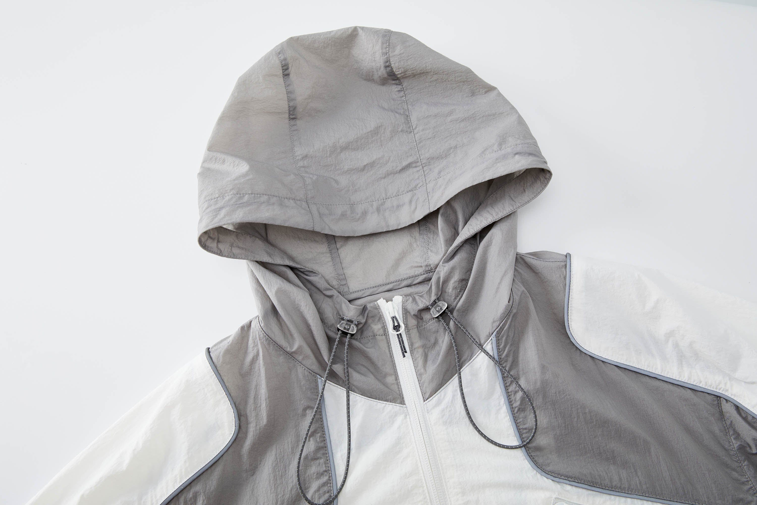 ORGANIC EMOTION Spliced Drawstring UV Protection Light Jacket, premium urban and streetwear designers apparel on PROJECTISR.com, ORGANIC EMOTION