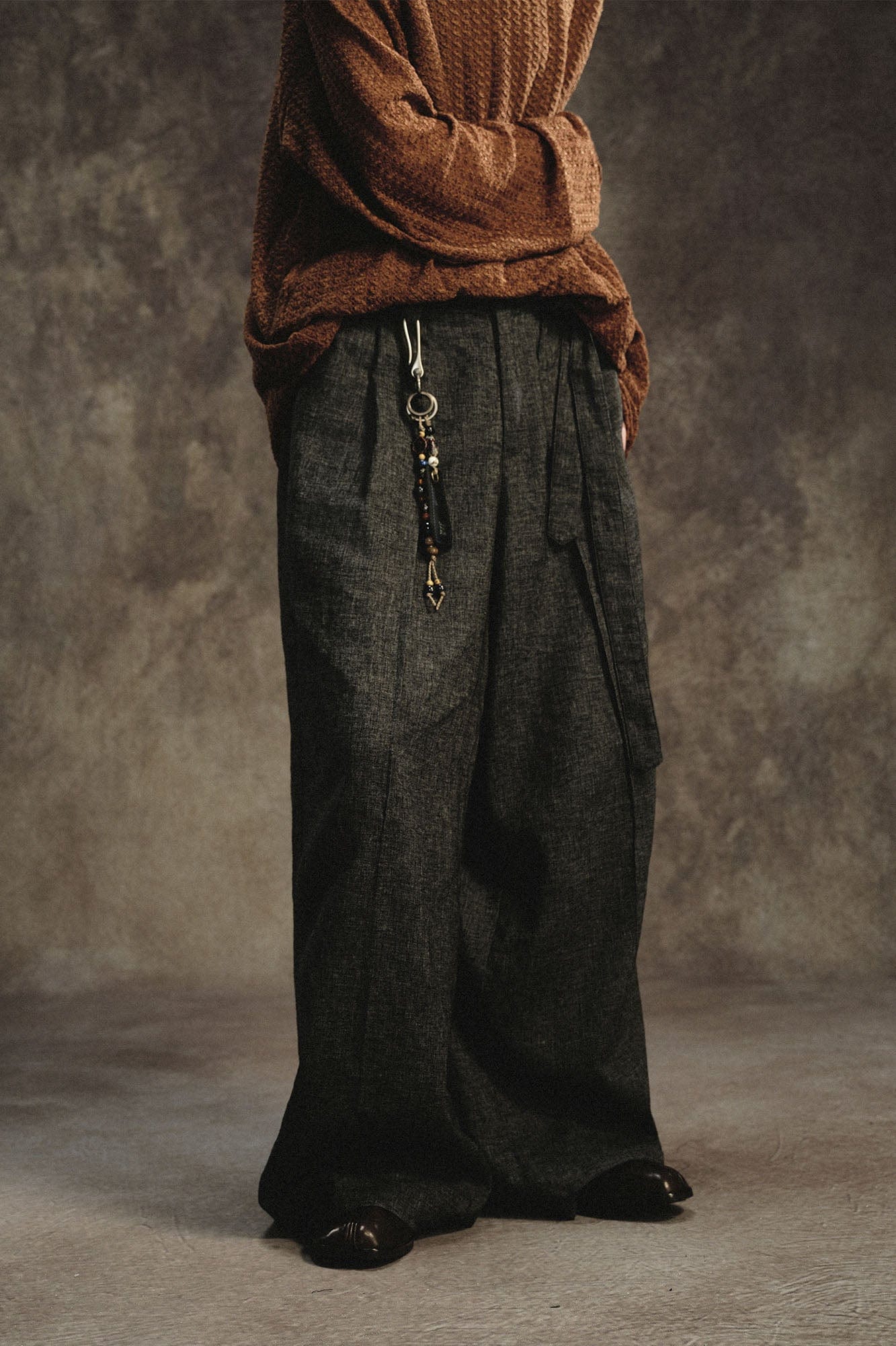 GONGHE REPUB Linen-Blend Pleated Belt Wide-Leg Trousers, premium urban and streetwear designers apparel on PROJECTISR.com, GONGHE REPUB