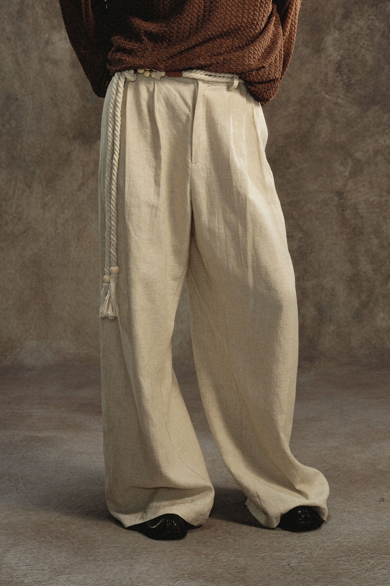 GONGHE REPUB Lattice Waistband Tencel Wide-Leg Pants, premium urban and streetwear designers apparel on PROJECTISR.com, GONGHE REPUB