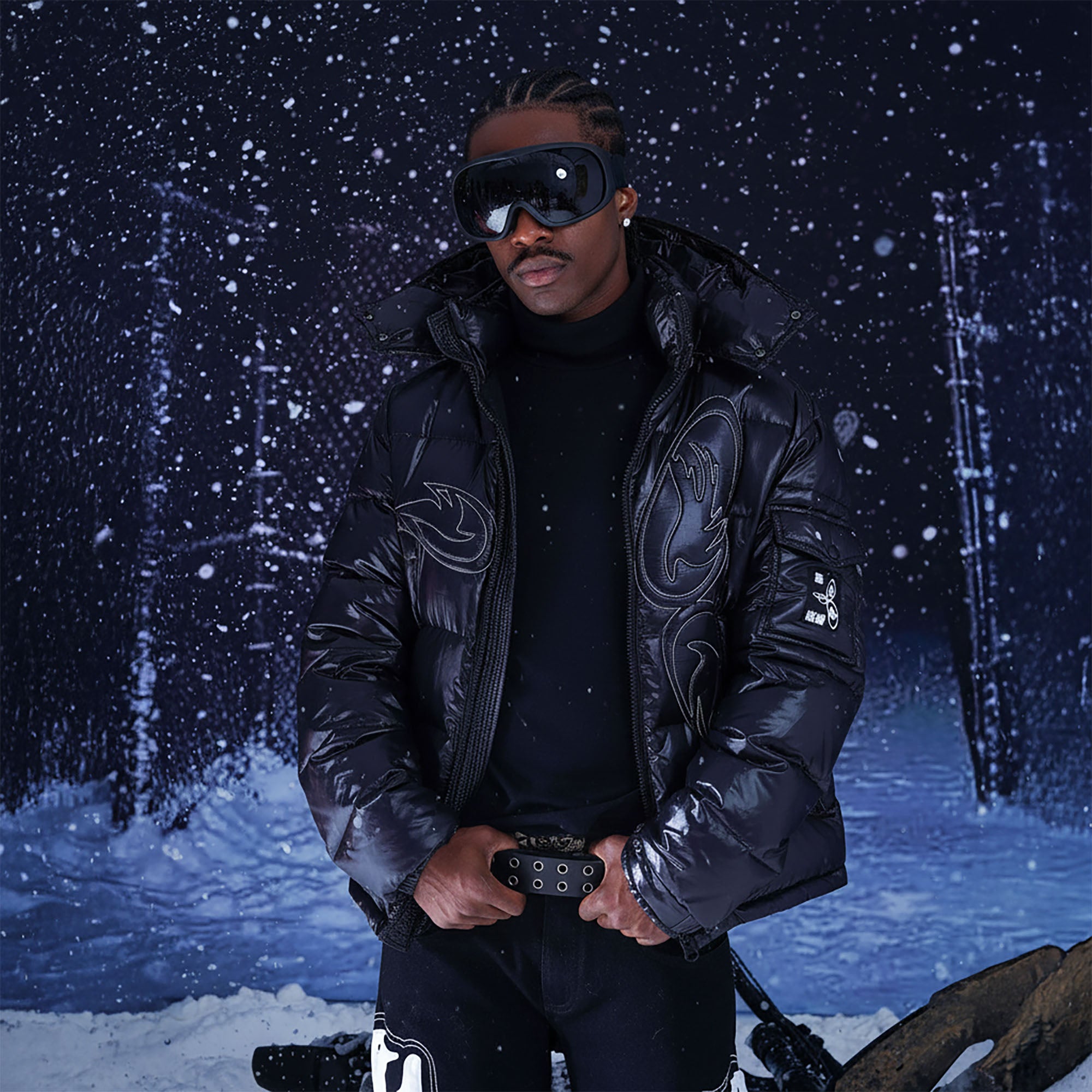 VINKID Embroidered Glossy Down Jacket