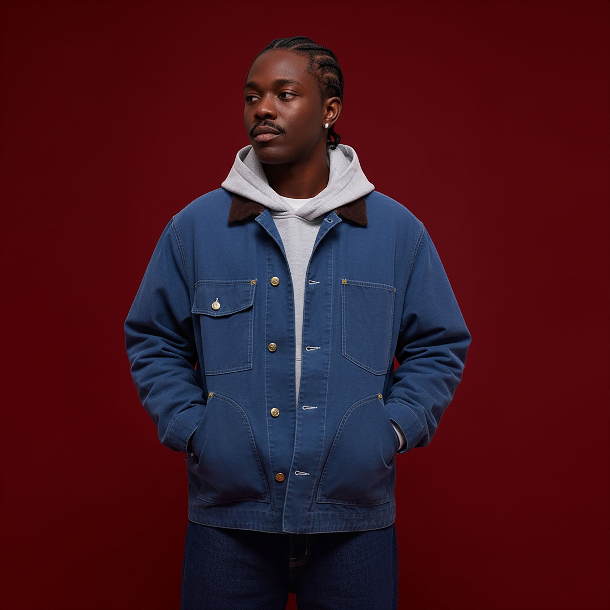 BANANA CLUB Contrast Collar Stitch Utility Jacket