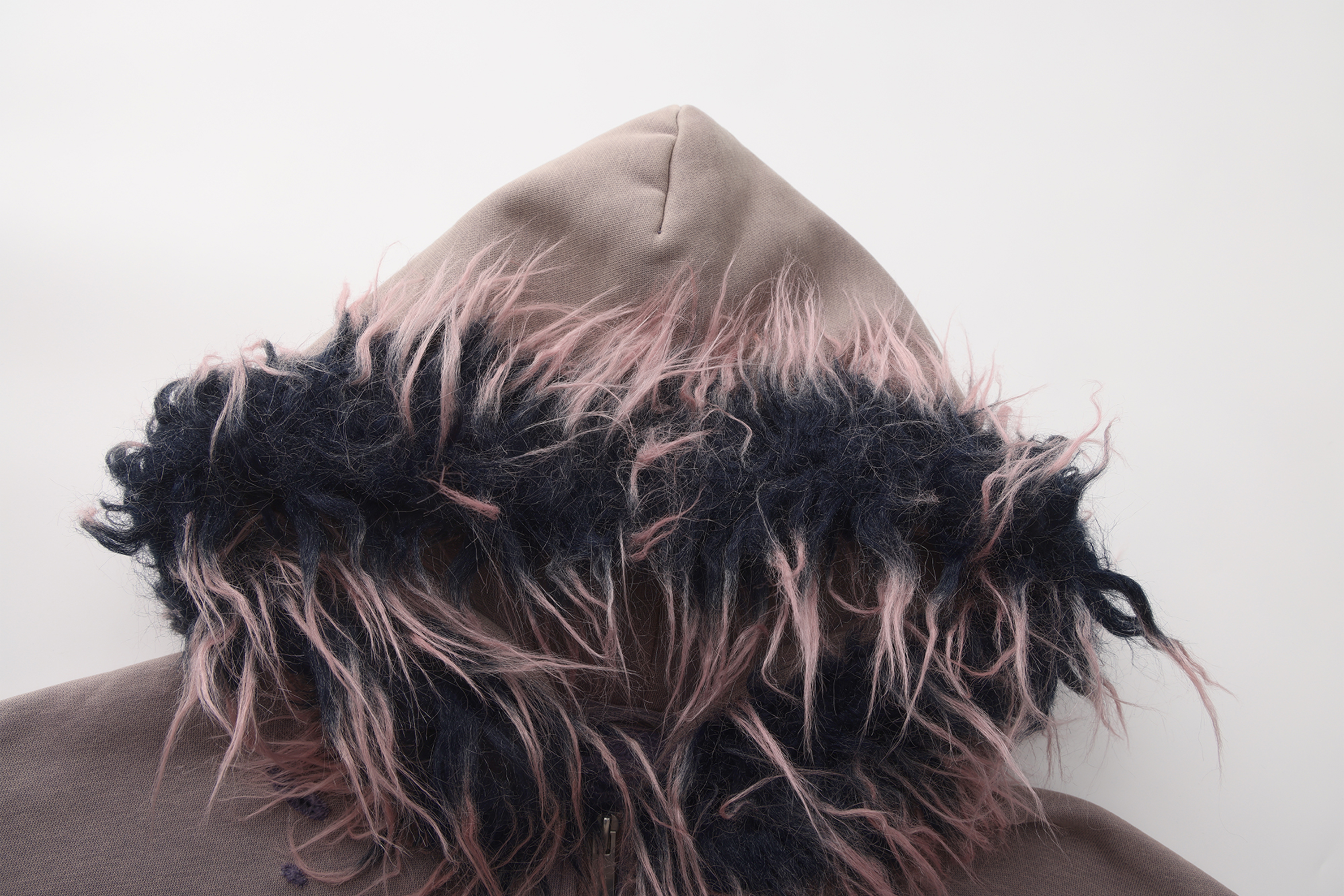 VANN VALRENCE Detachable Faux Fur Hood Distressed Jacket